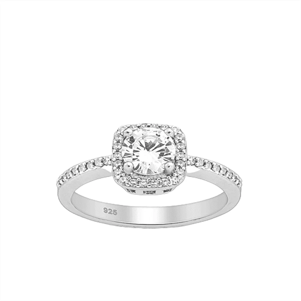 Silver Ring Diamond Zicron Stone
