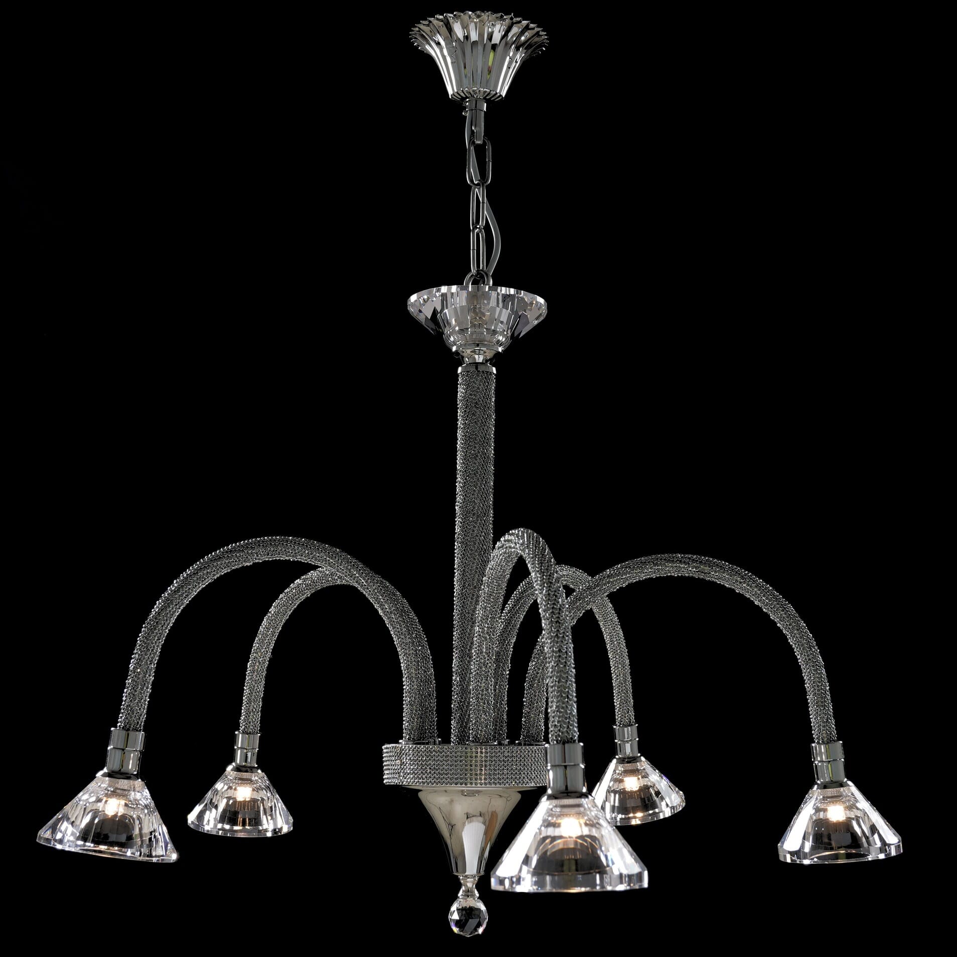 Asfour Chandelier  Chrome Chatons Hallogen