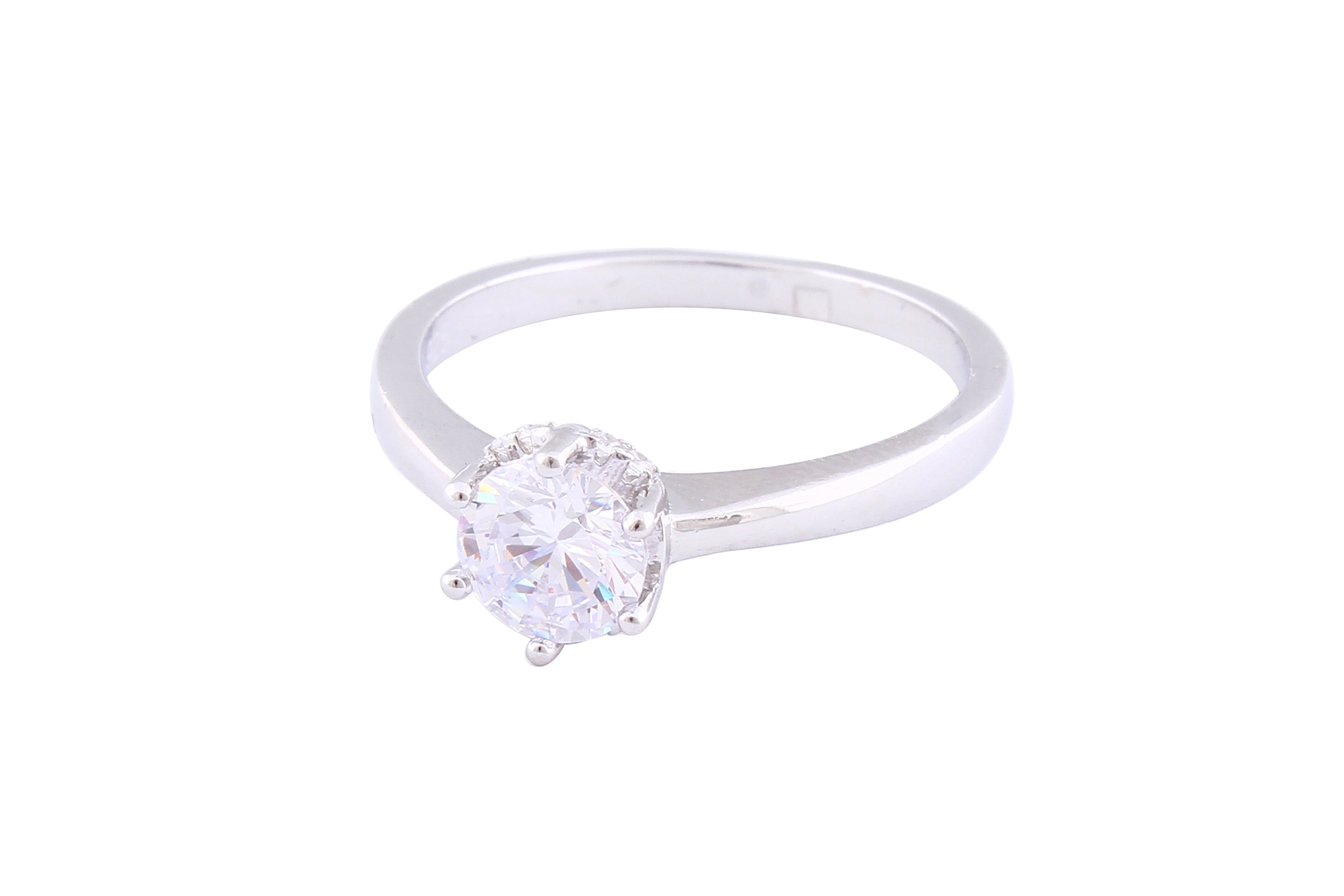 Asfour Crystal Drew Ring Inlaid With Round Zircon Stone In 925 Sterling Silver RM0018-8 - Image 2