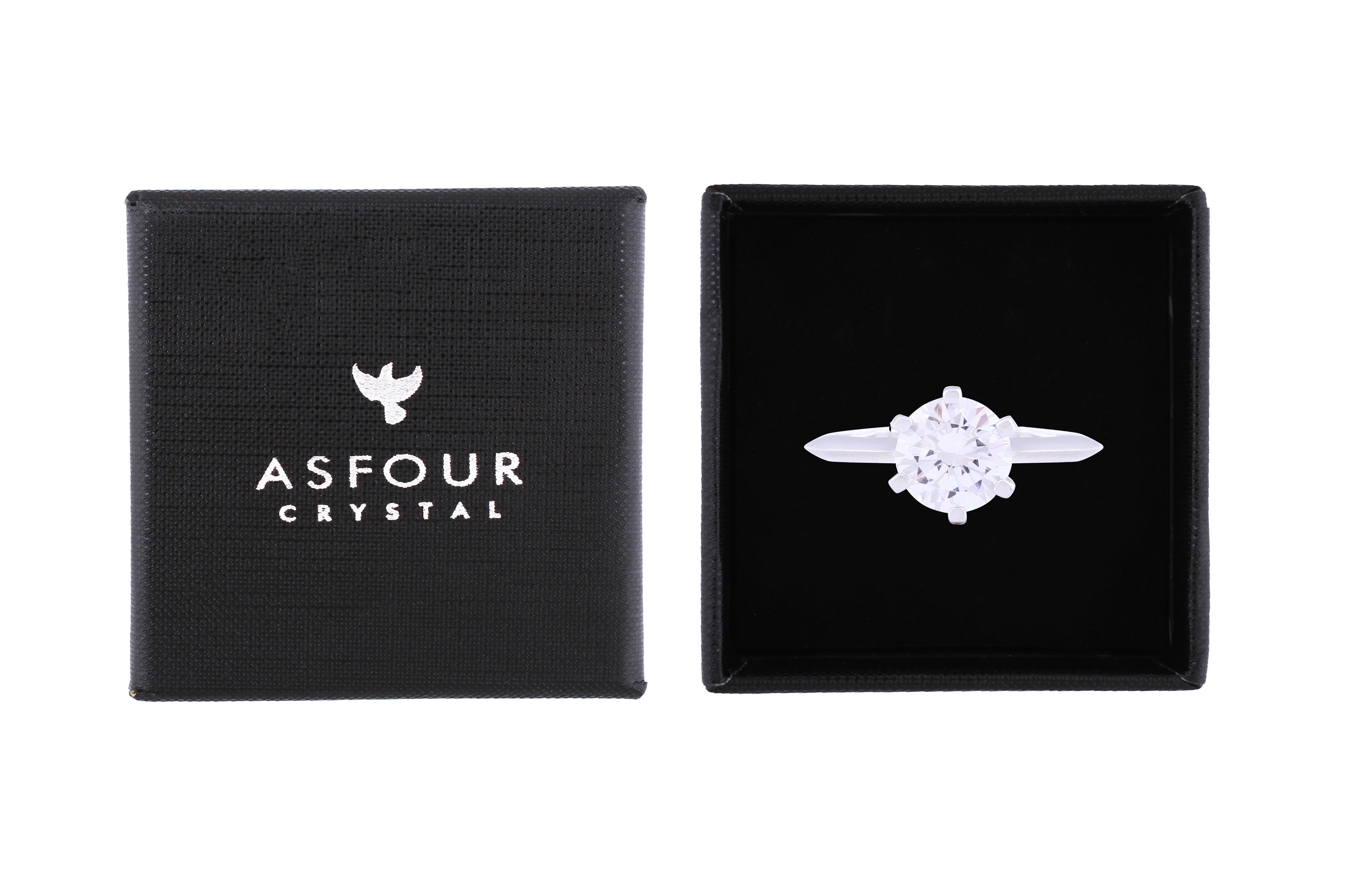 Asfour Crystal Drew Ring Inlaid With Round Zircon Stone In 925 Sterling Silver RM0034-7 - Image 2