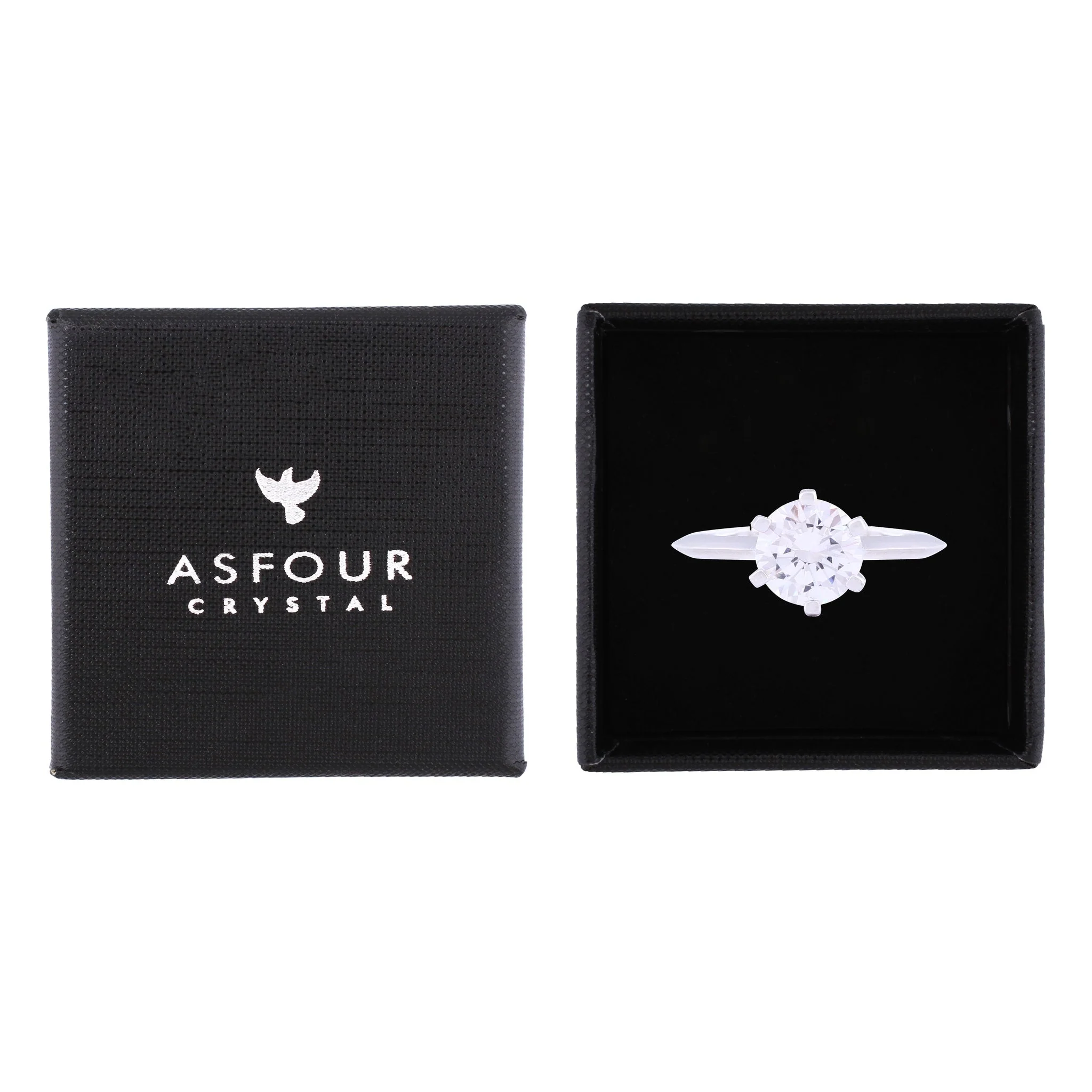 Asfour Crystal Drew Ring Inlaid With Round Zircon Stone In 925 Sterling Silver RM0034-8 - Image 2