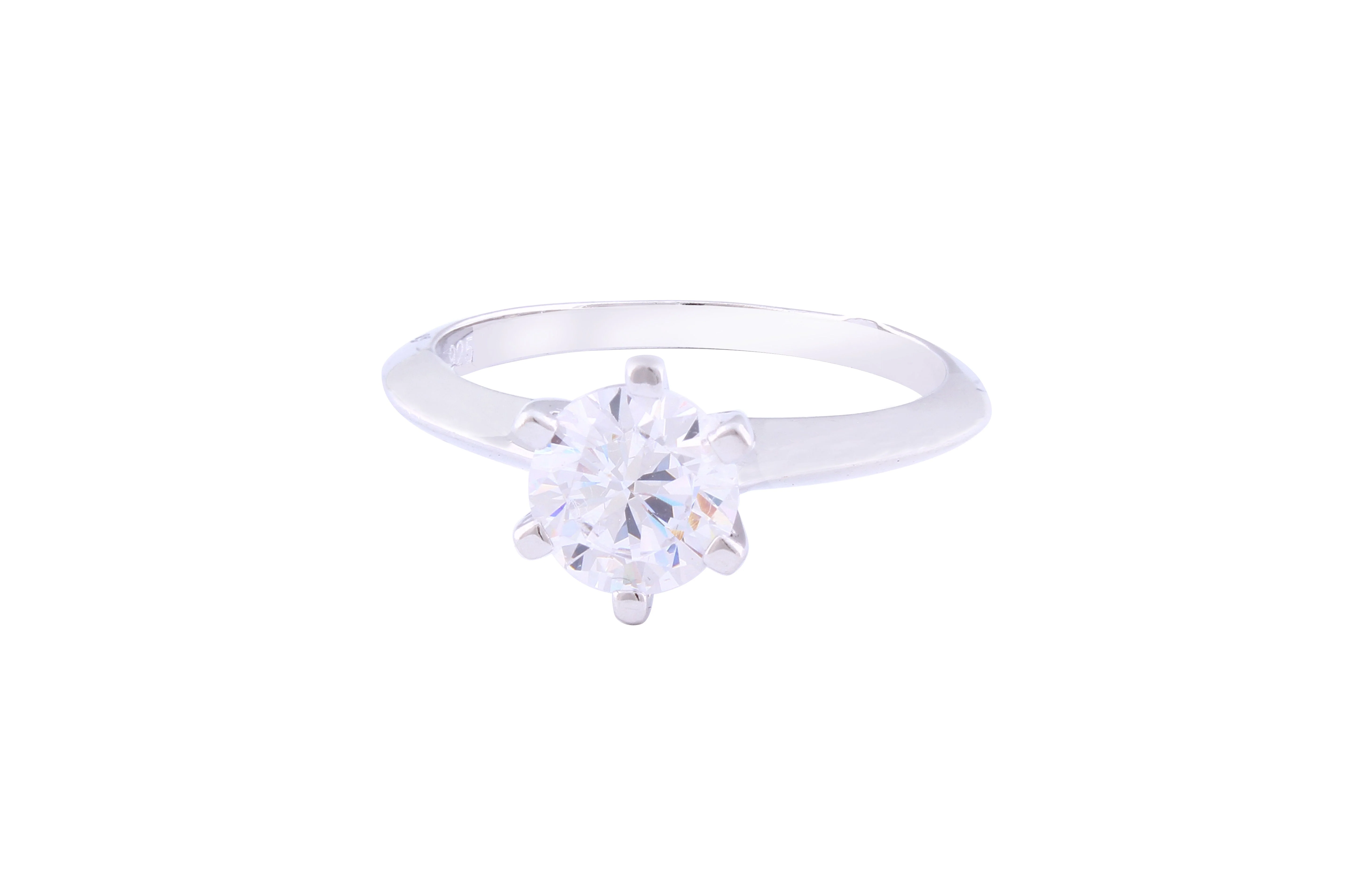 Asfour Crystal Drew Ring Inlaid With Round Zircon Stone In 925 Sterling Silver RM0035-7 - Image 2
