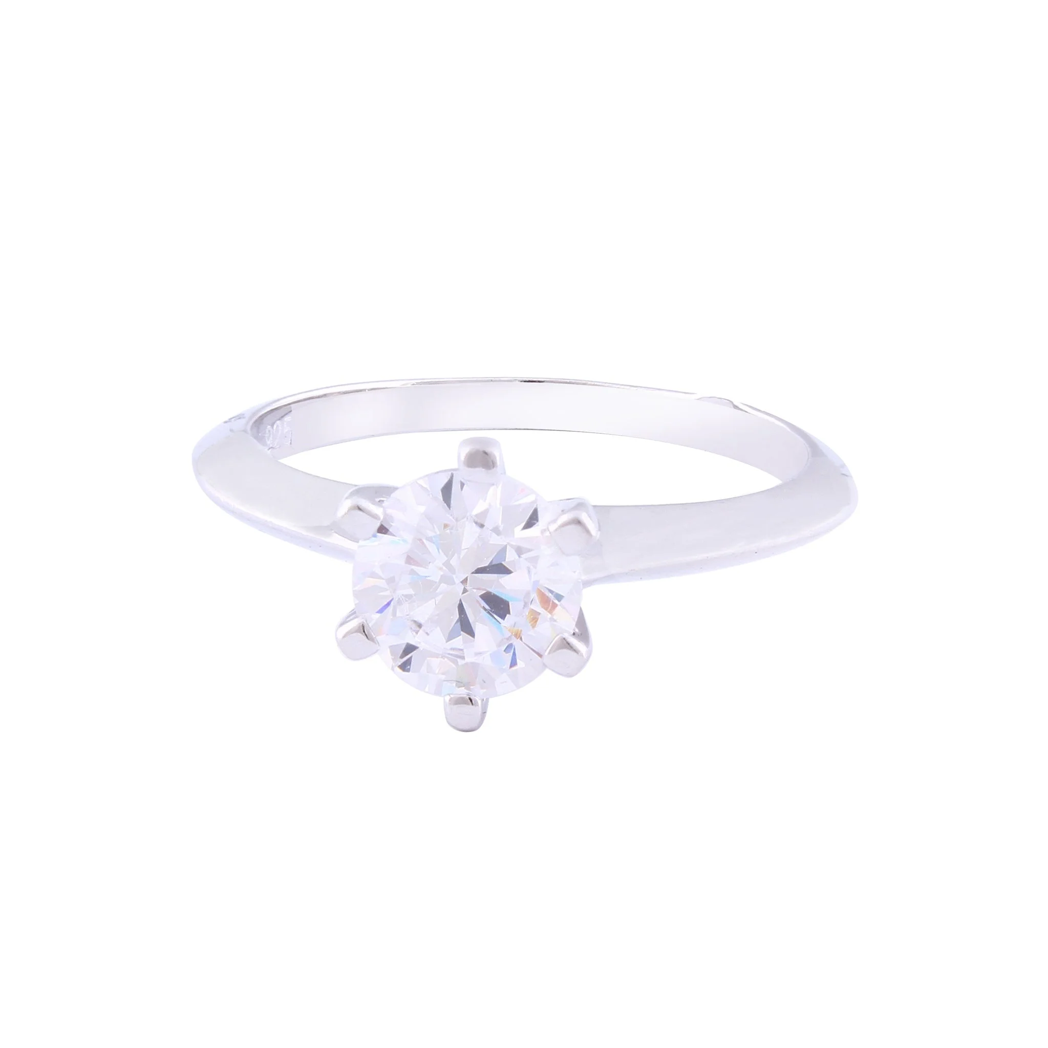 Asfour Crystal Drew Ring Inlaid With Round Zircon Stone In 925 Sterling Silver RM0035-8 - Image 2