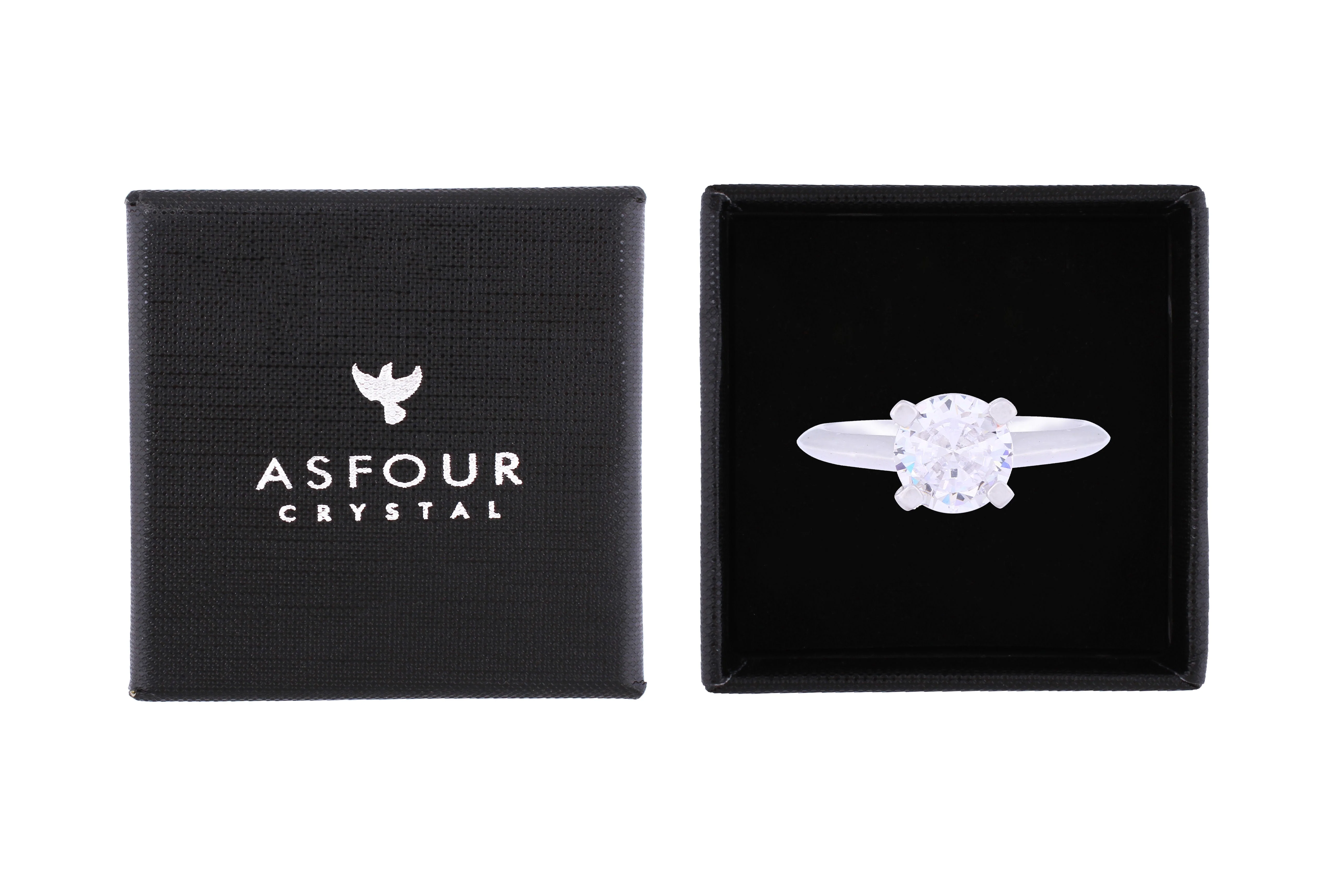 Asfour Crystal Drew Ring Inlaid With Round Zircon Stone In 925 Sterling Silver RM0037-7 - Image 2
