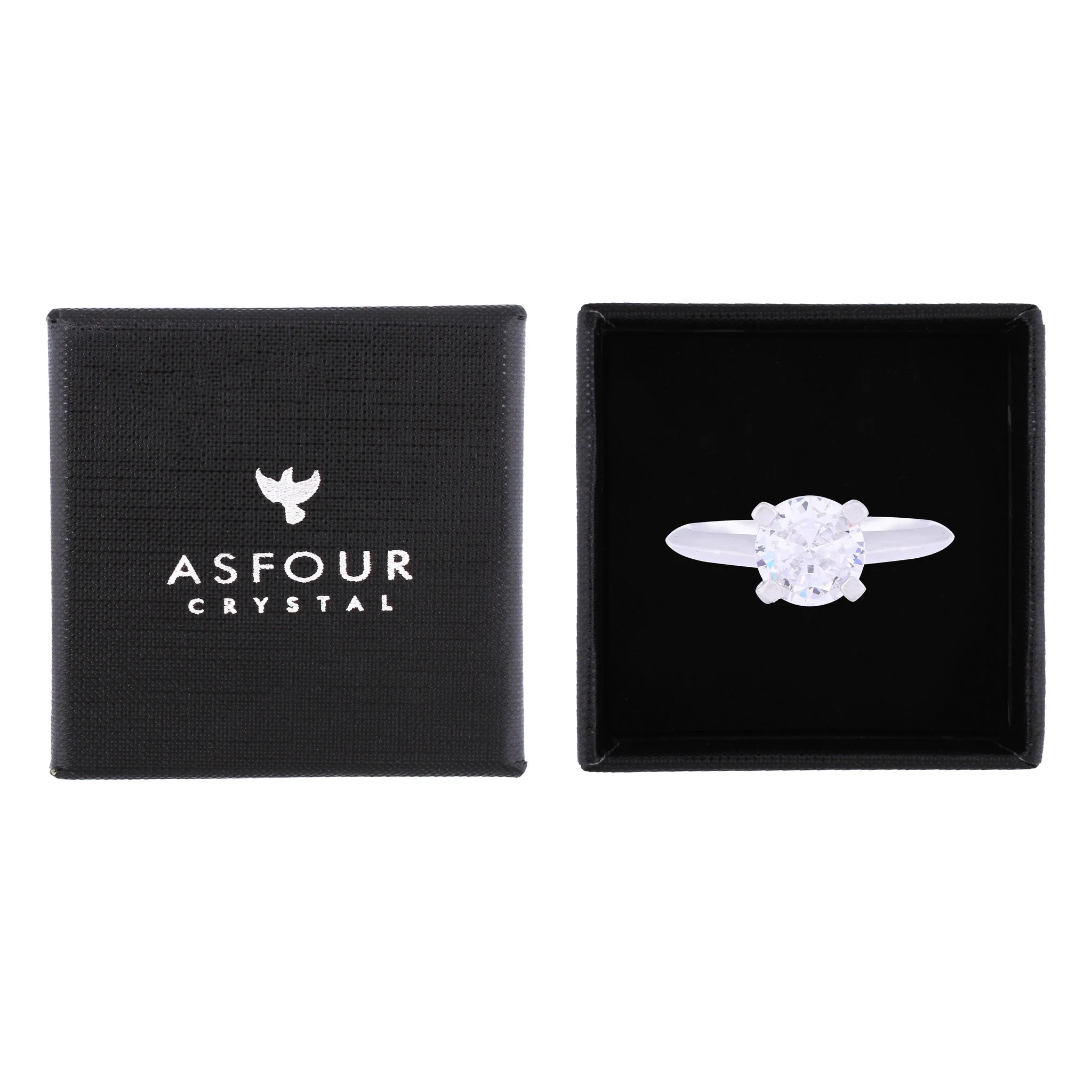 Asfour Crystal Drew Ring Inlaid With Round Zircon Stone In 925 Sterling Silver RM0037-8 - Image 2