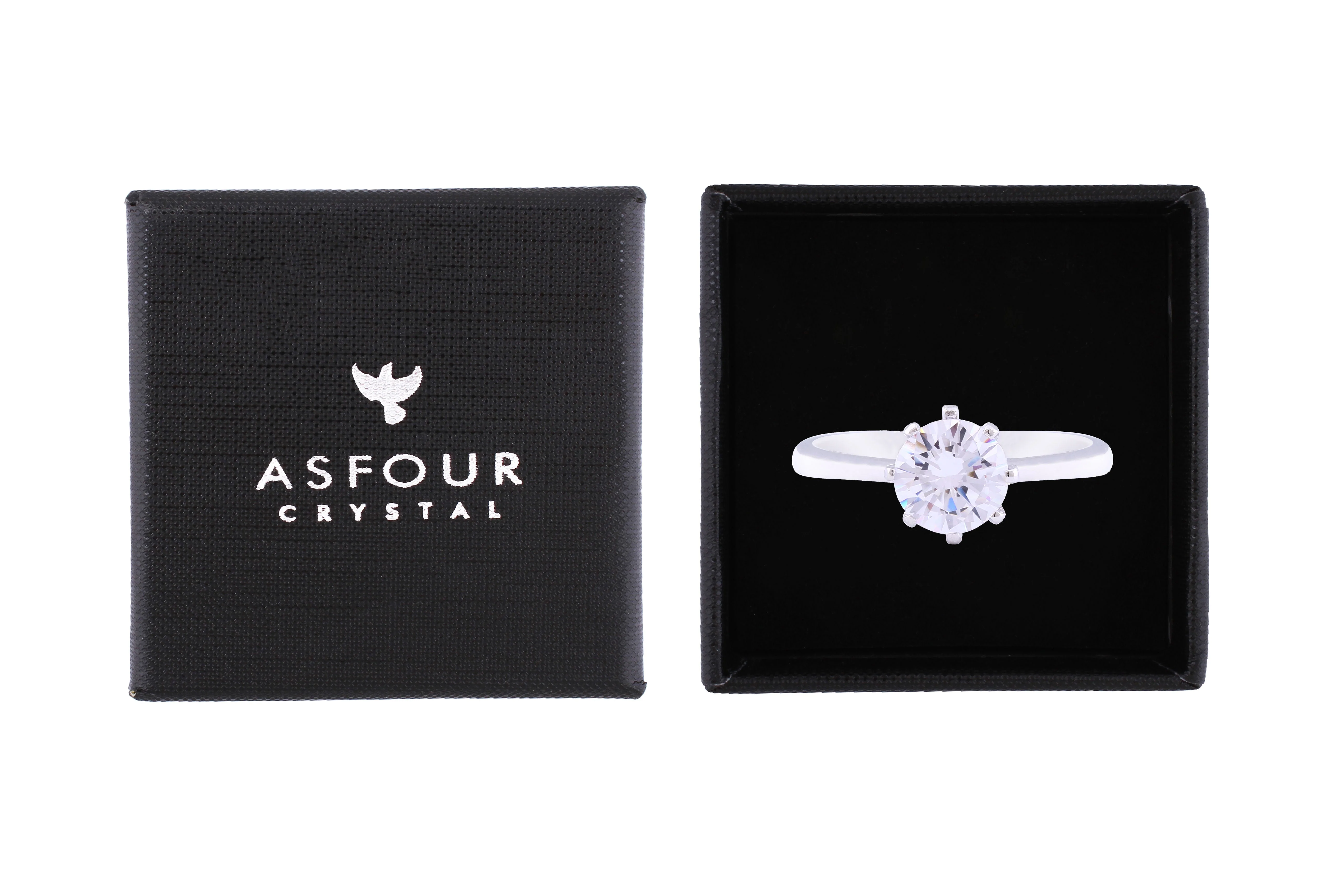 Asfour Crystal Drew Ring Inlaid With Round Zircon Stone In 925 Sterling Silver RM0040-8 - Image 2