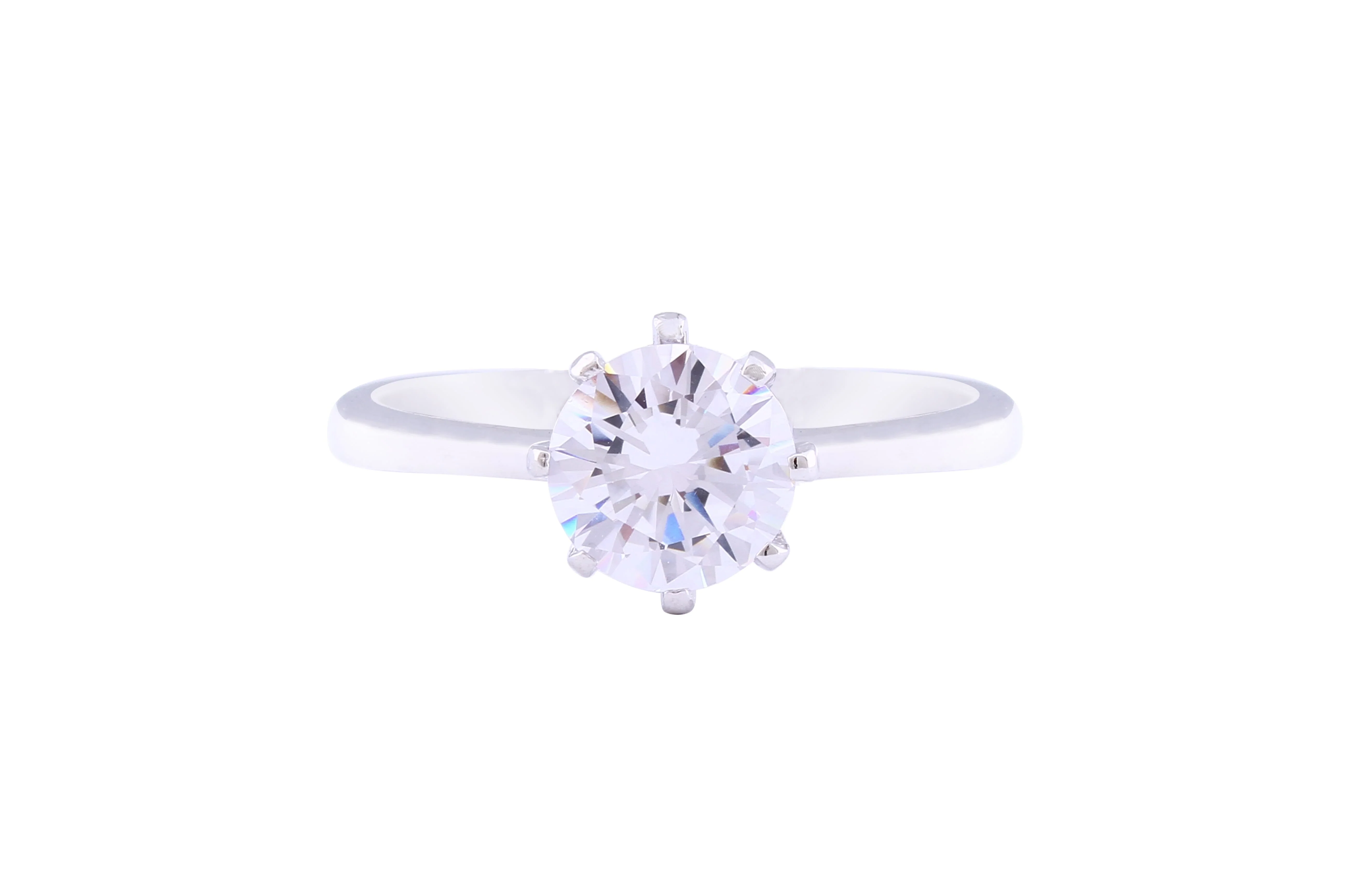 Asfour Crystal Drew Ring Inlaid With Round Zircon Stone In 925 Sterling Silver RM0040-9