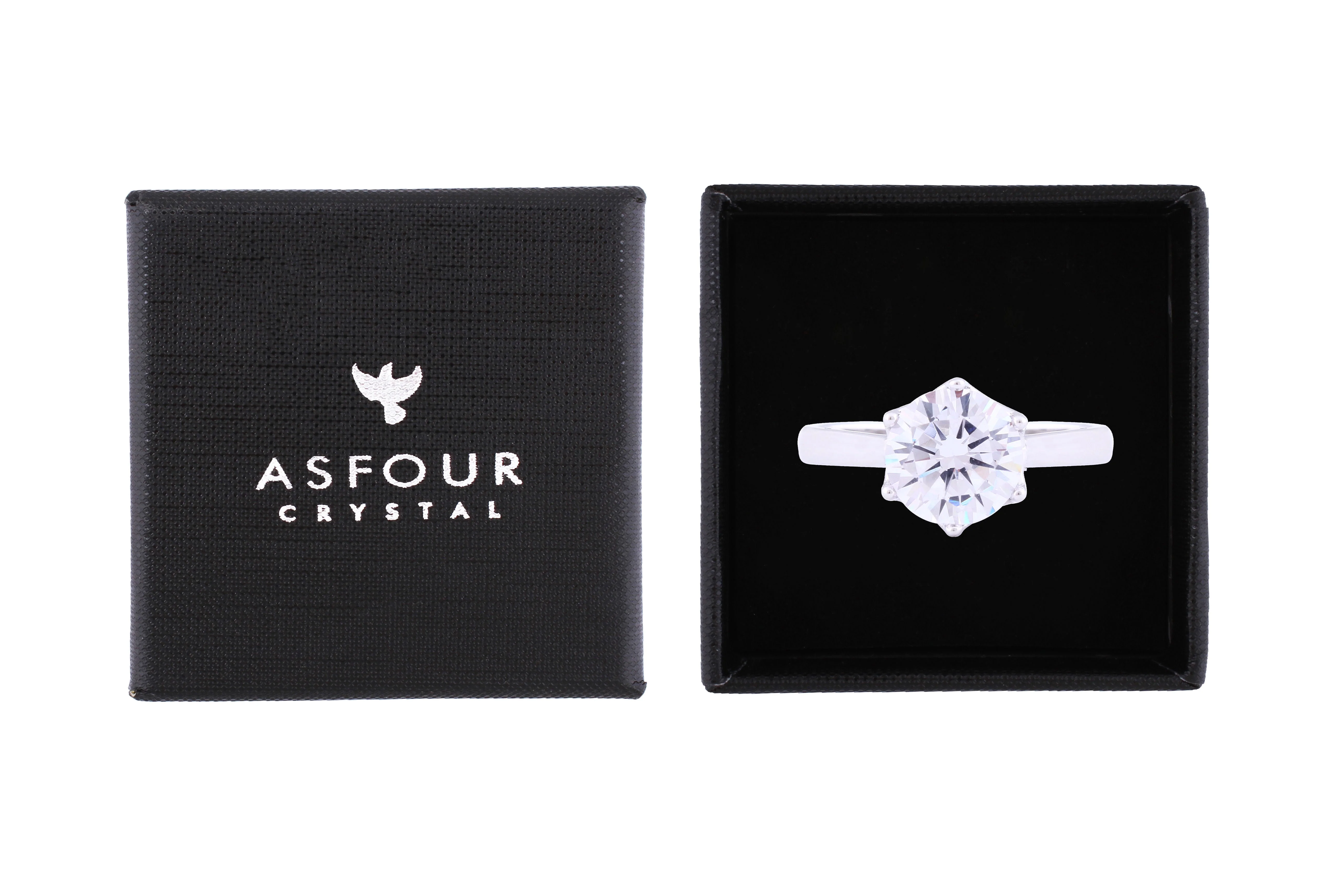 Asfour Crystal Drew Ring Inlaid With Round Zircon Stone In 925 Sterling Silver RM0041-7 - Image 2