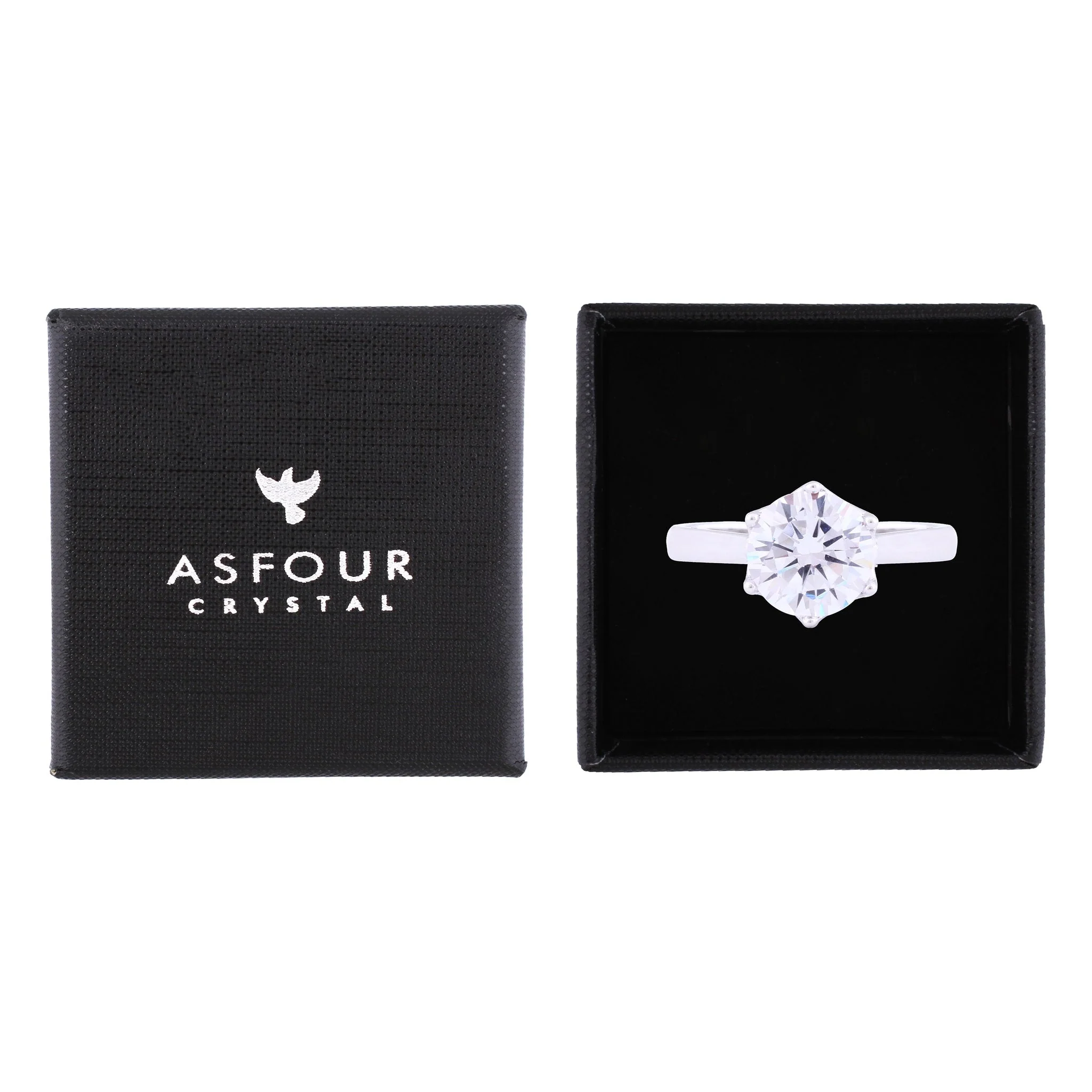 Asfour Crystal Drew Ring Inlaid With Round Zircon Stone In 925 Sterling Silver RM0041-8 - Image 2