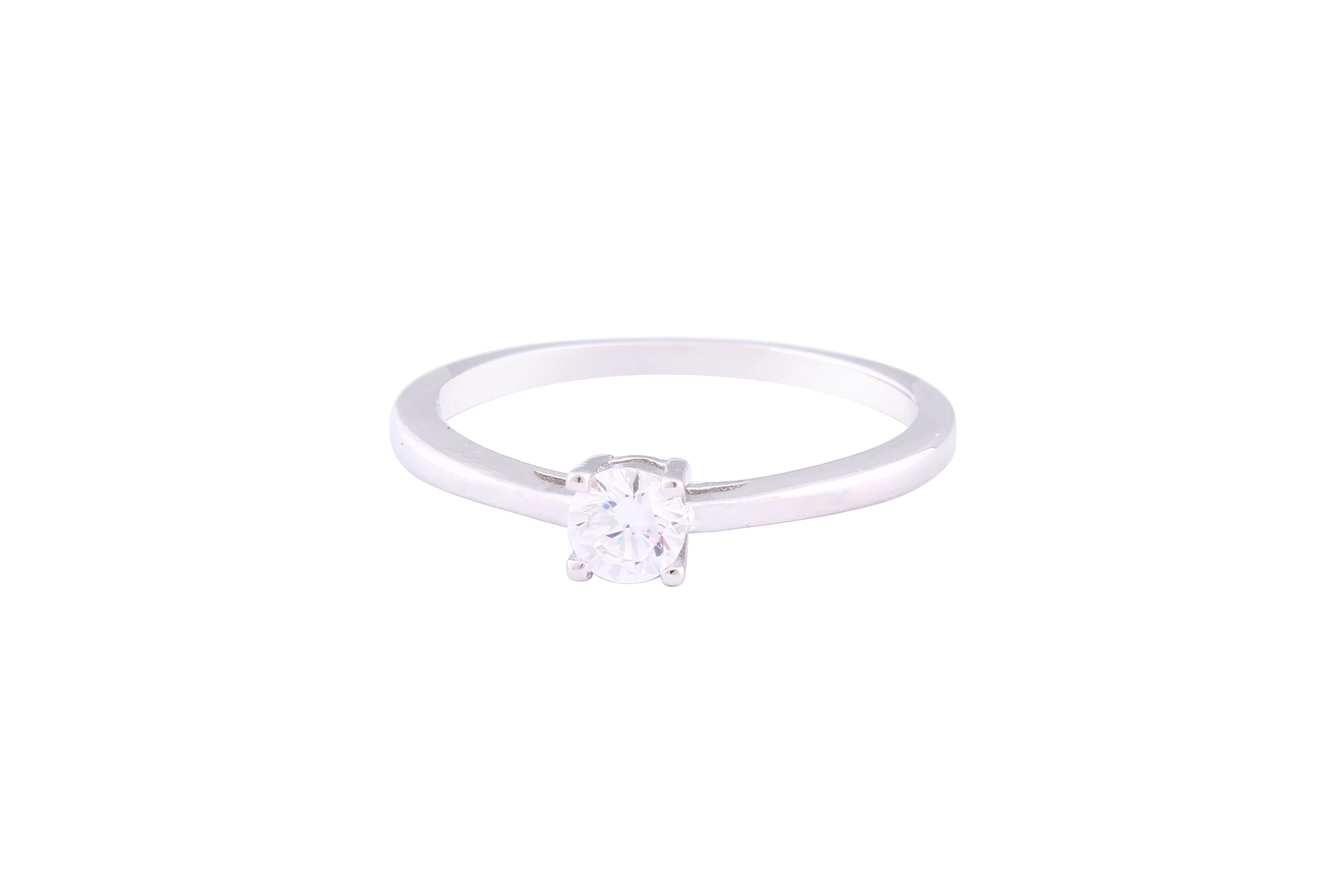 Asfour Crystal Drew Ring Inlaid With Round Zircon Stone In 925 Sterling Silver RM0048-7 - Image 2