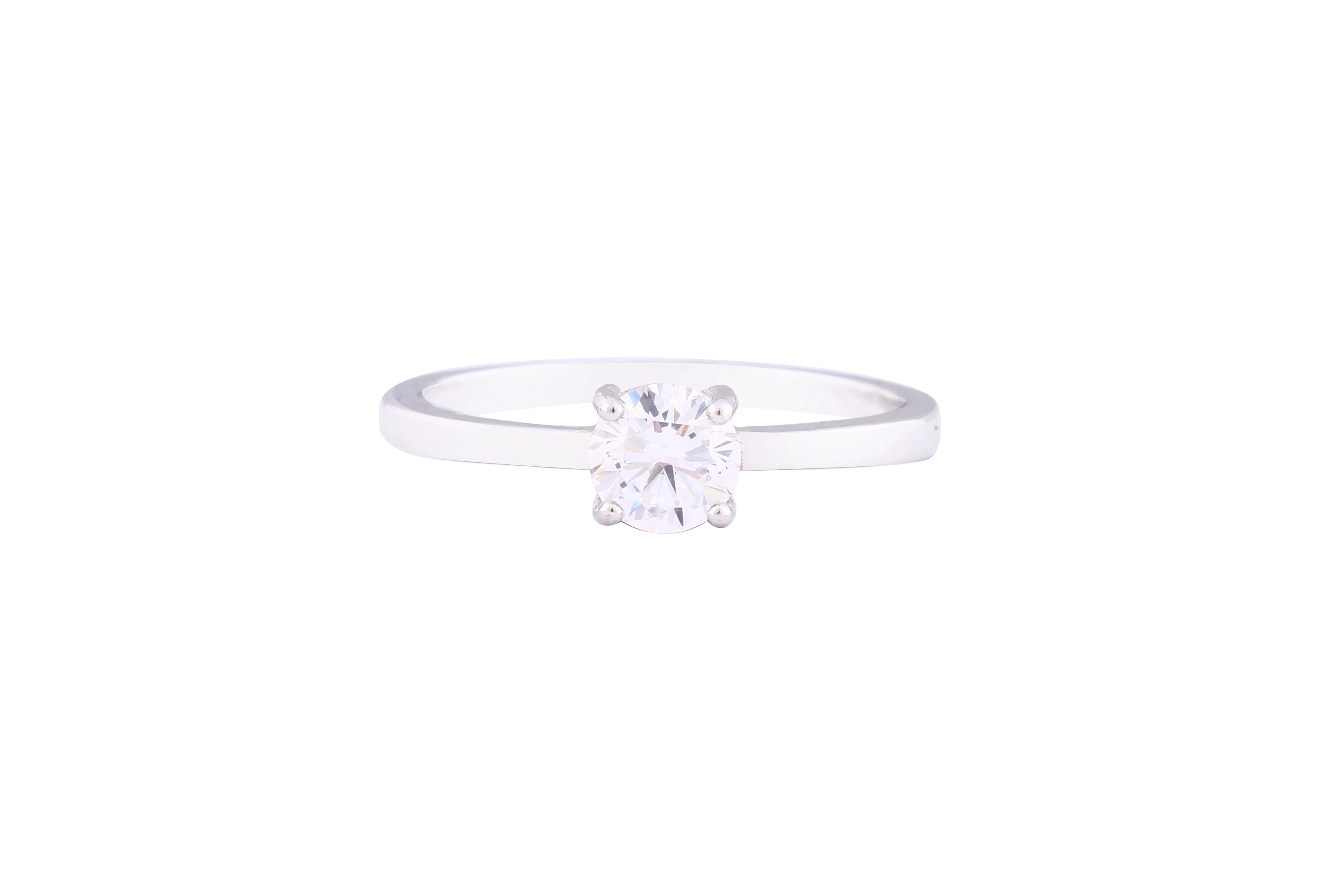 Asfour Crystal Drew Ring Inlaid With Round Zircon Stone In 925 Sterling Silver RM0050-9