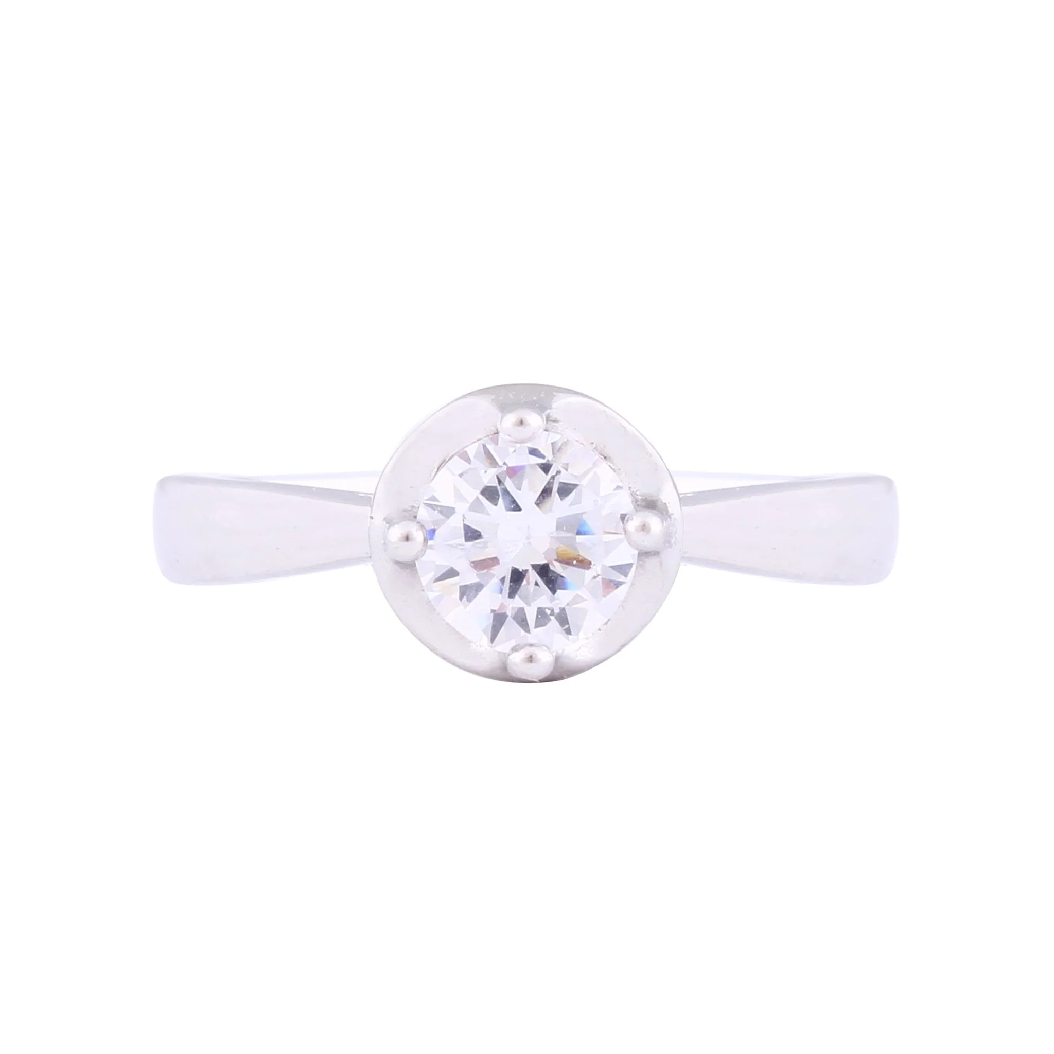 Asfour Crystal Drew Ring Inlaid With Round Zircon Stone In 925 Sterling Silver RM0060-8