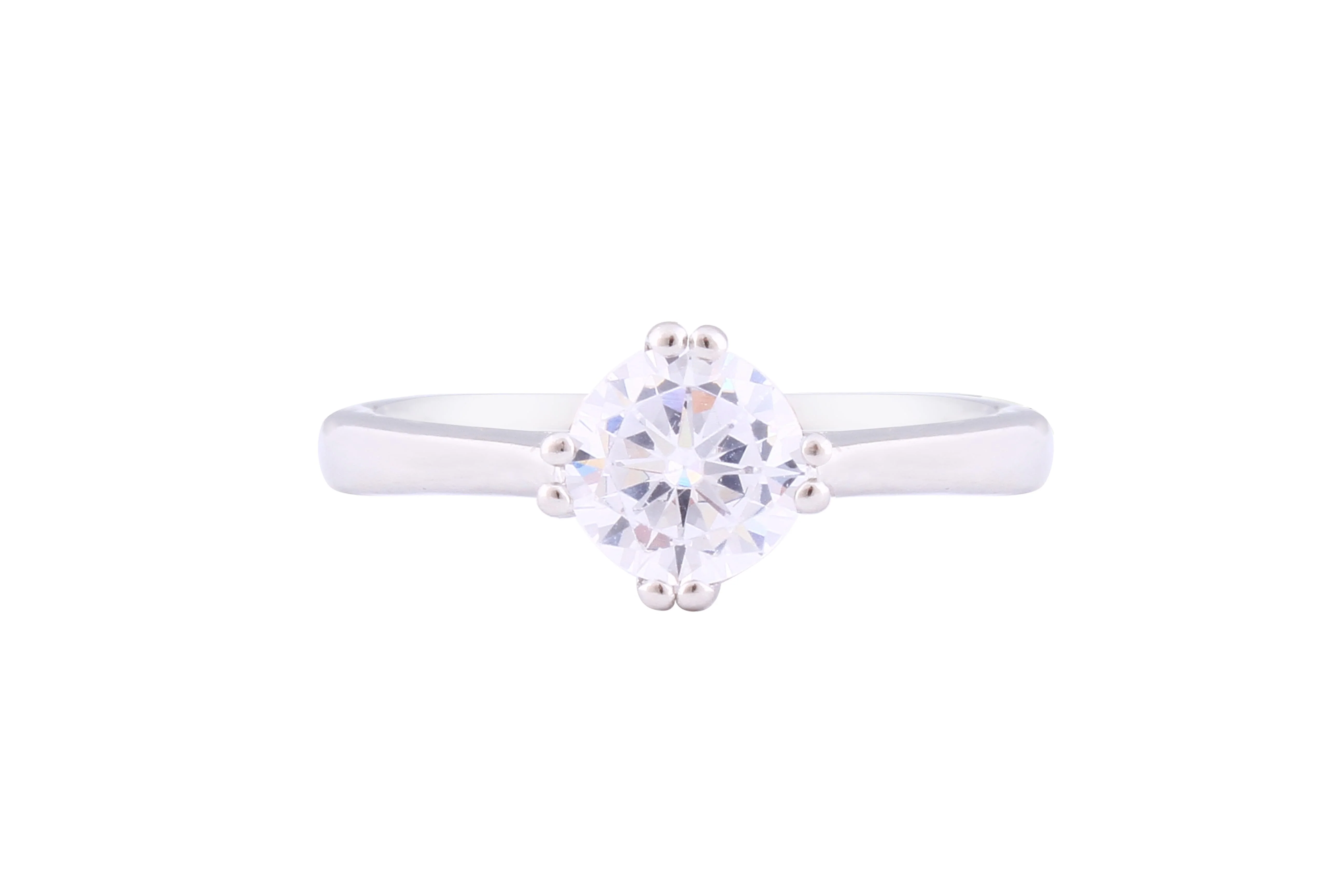 Asfour Crystal Drew Ring Inlaid With Round Zircon Stone In 925 Sterling Silver RM0062-7