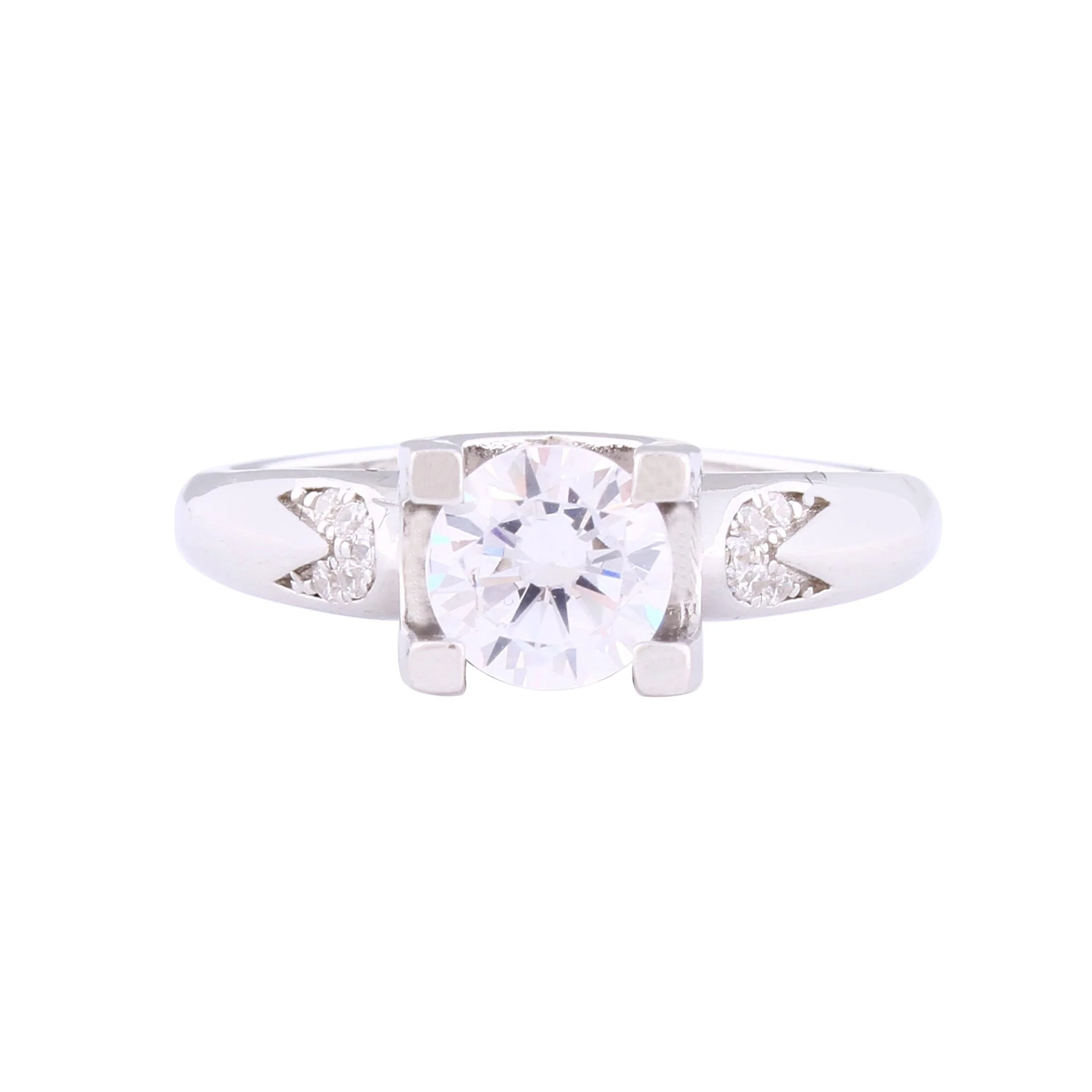 Asfour Crystal Drew Ring Inlaid With Round Zircon Stone In 925 Sterling Silver RM0071-7