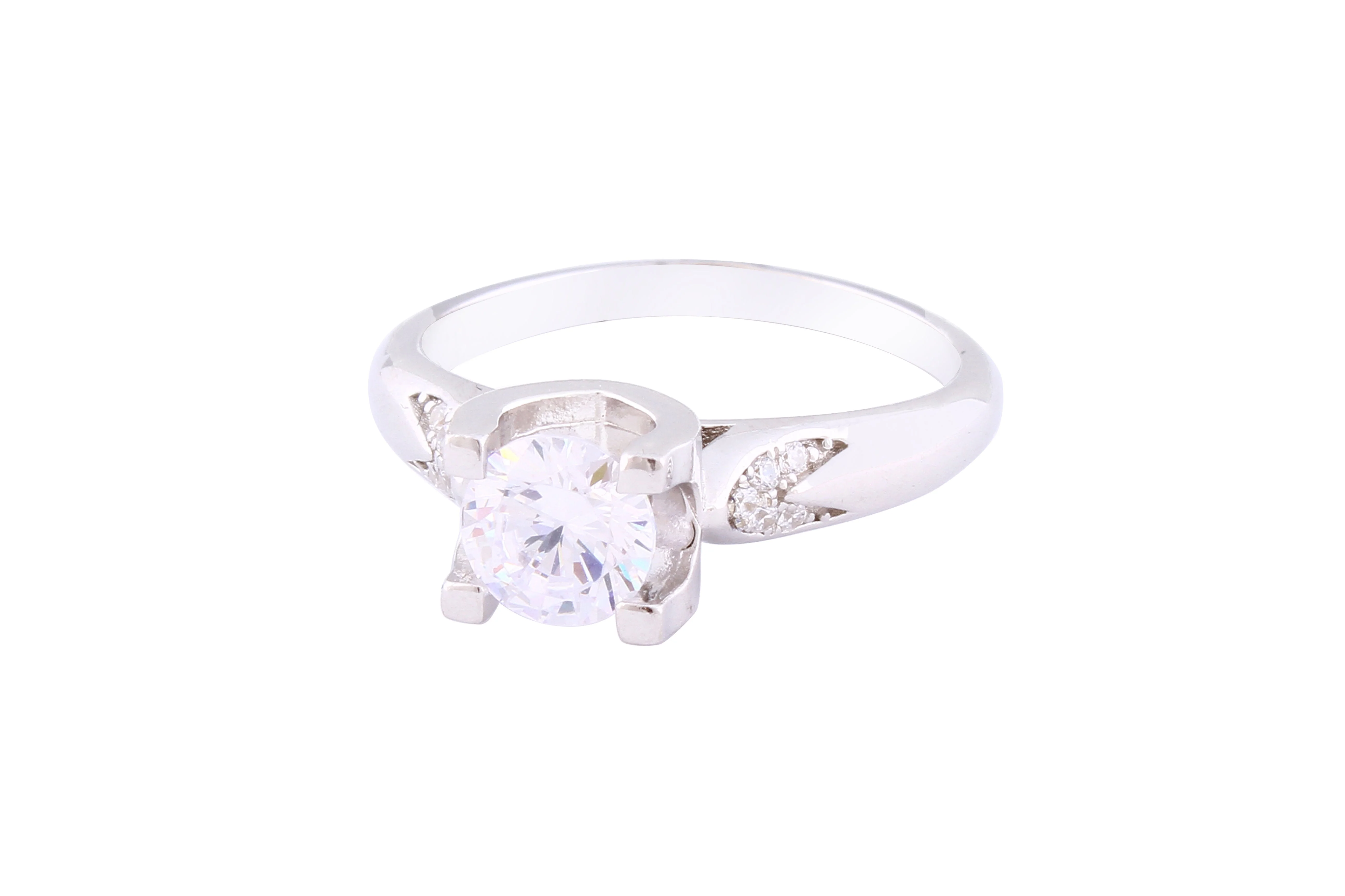 Asfour Crystal Drew Ring Inlaid With Round Zircon Stone In 925 Sterling Silver RM0071-8 - Image 2