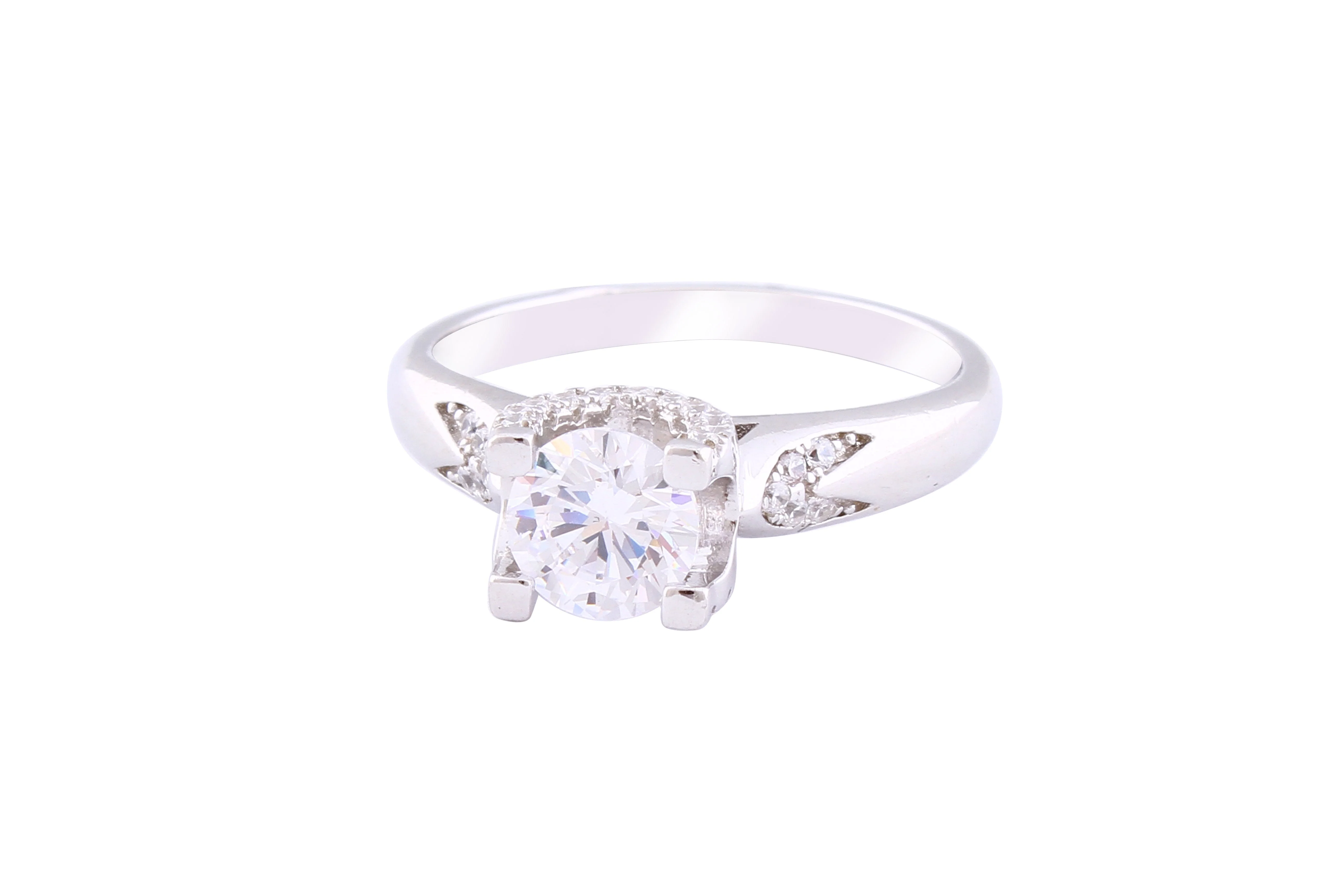 Asfour Crystal Drew Ring Inlaid With Round Zircon Stones In 925 Sterling Silver RM0016-7 - Image 2