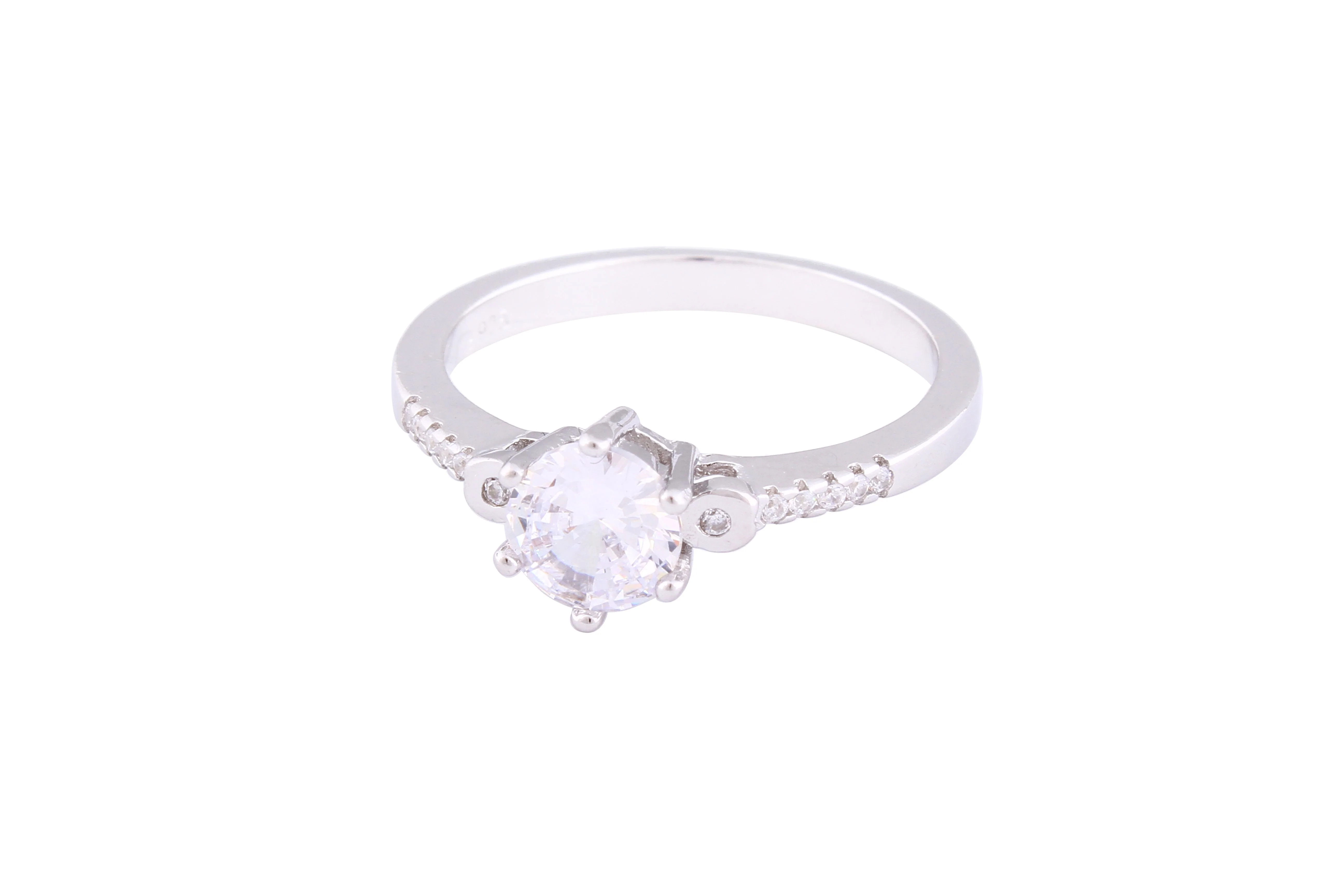 Asfour Crystal Drew Ring Inlaid With Round Zircon Stones In 925 Sterling Silver RM0056-8 - Image 2