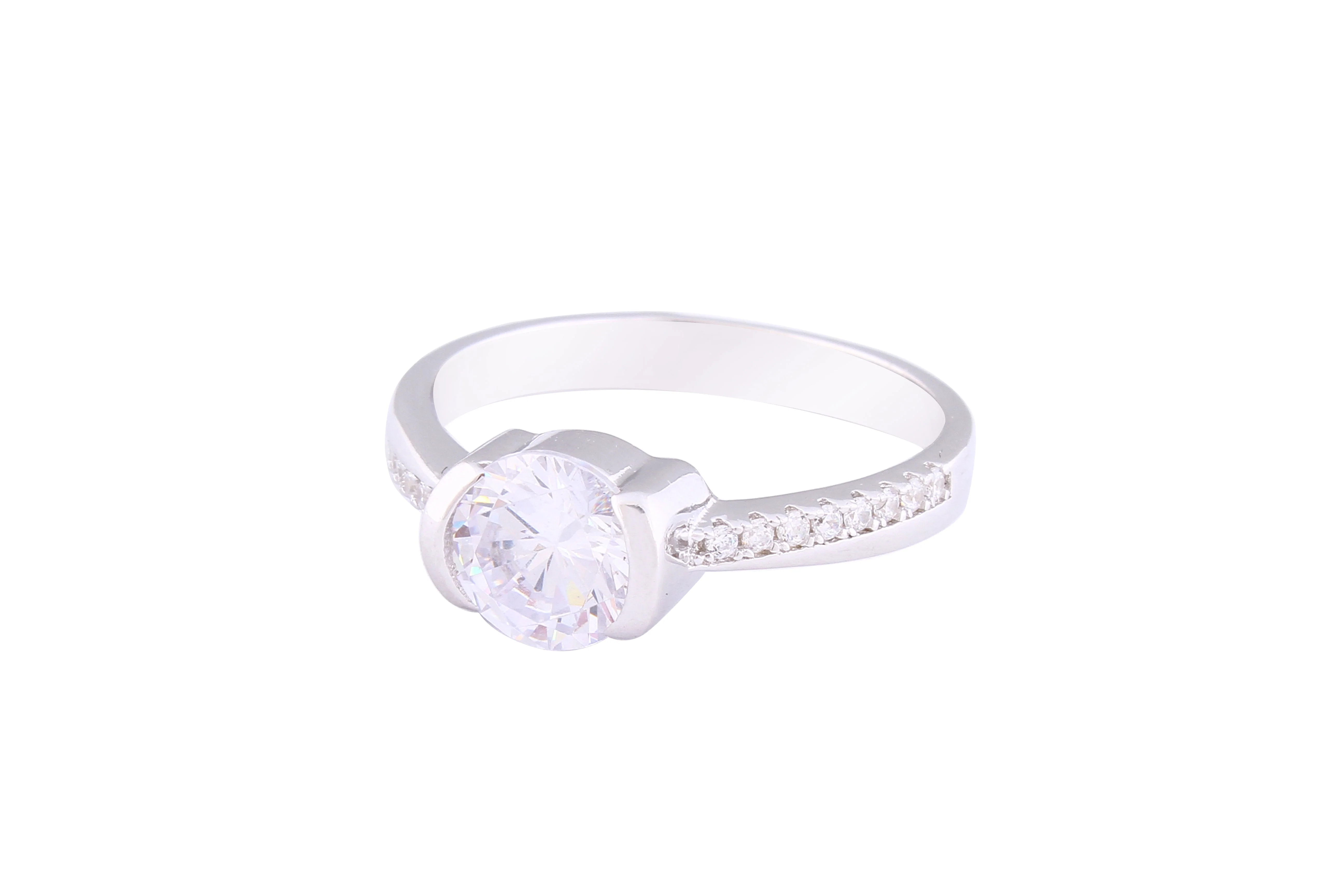 Asfour Crystal Drew Ring Inlaid With Round Zircon Stones In 925 Sterling Silver RM0065-8 - Image 2