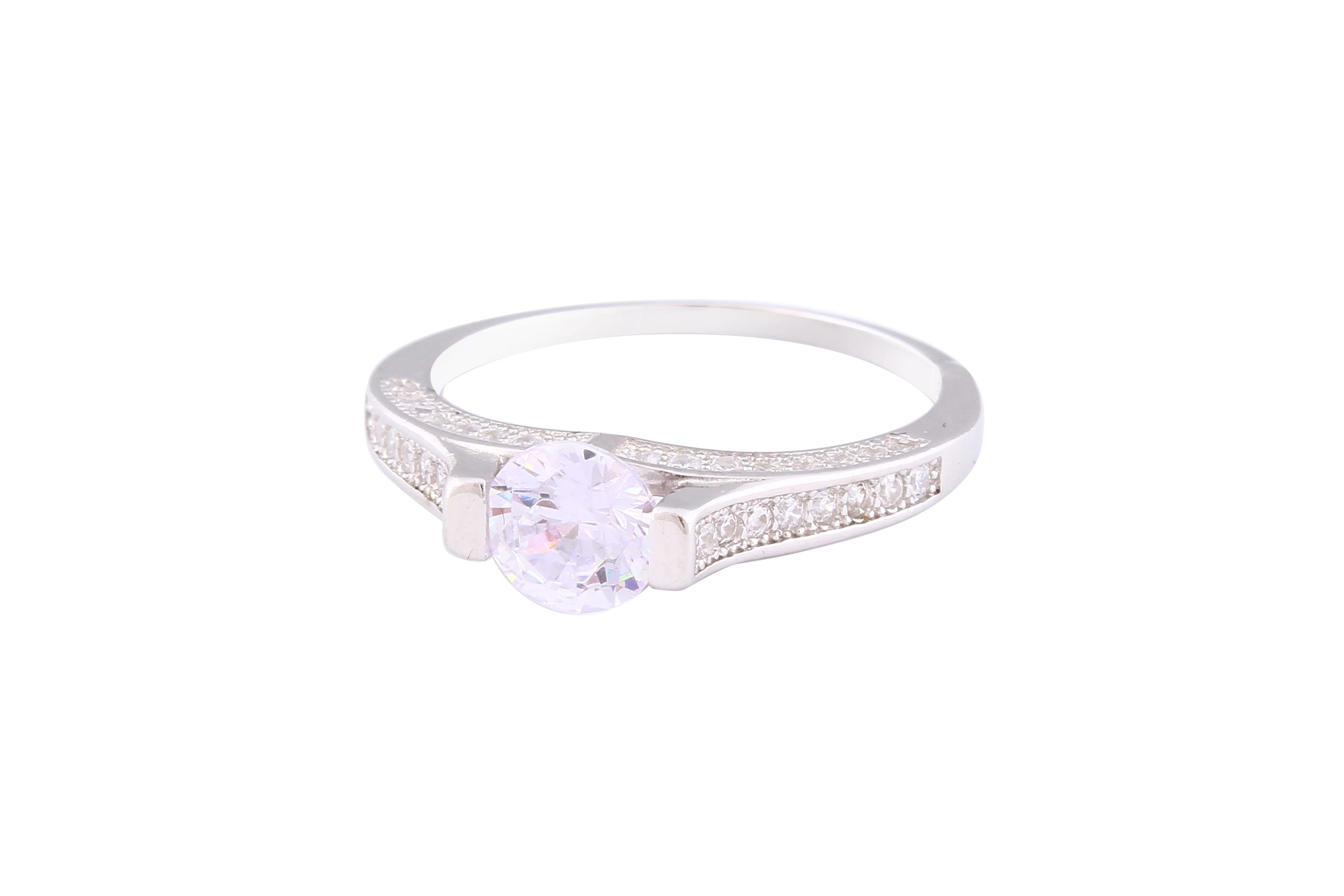 Asfour Crystal Drew Ring Inlaid With Round Zircon Stones In 925 Sterling Silver RM0067-7 - Image 2