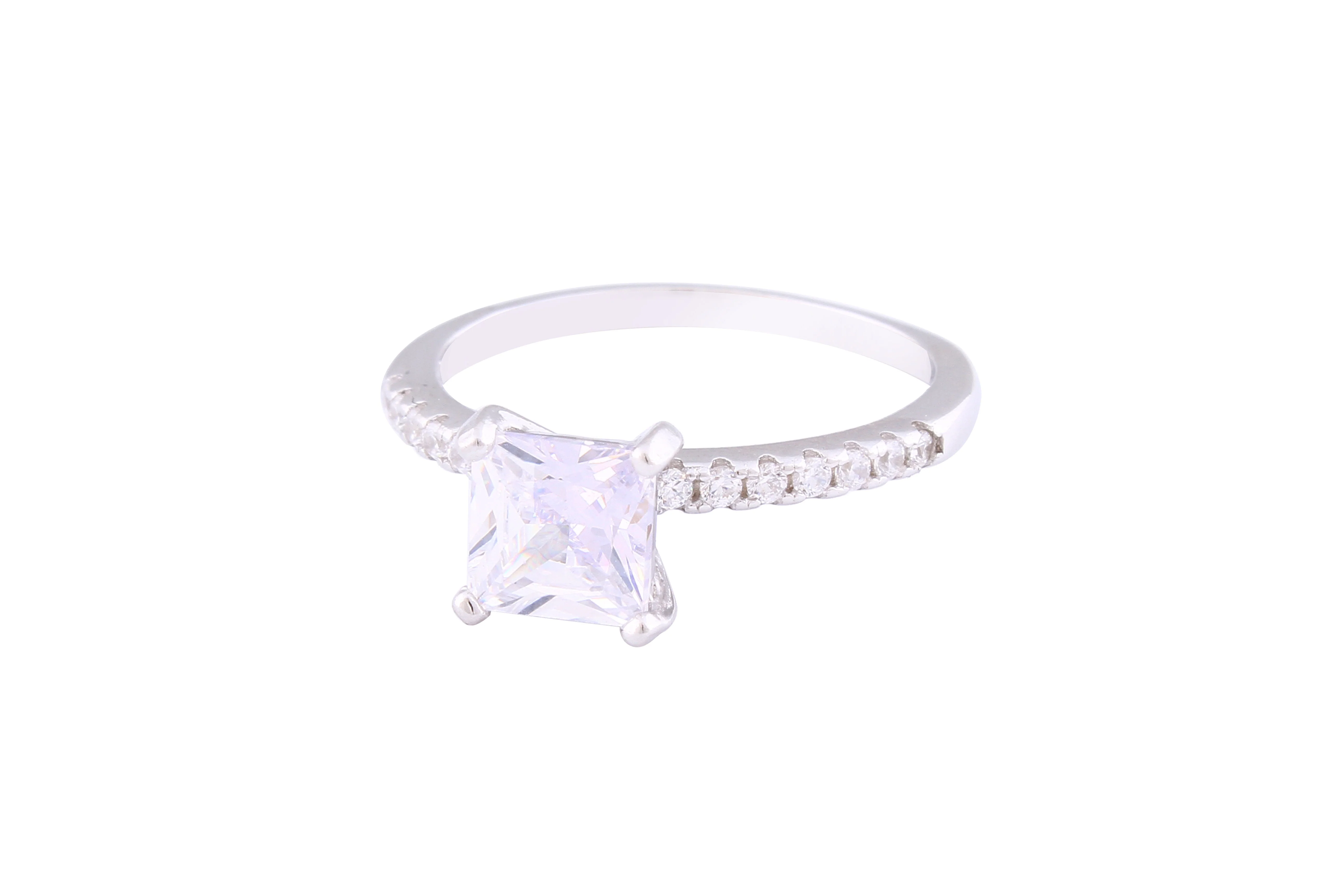 Asfour Crystal Drew Ring Inlaid With Square Zircon Stone In 925 Sterling Silver RM0068-7 - Image 2