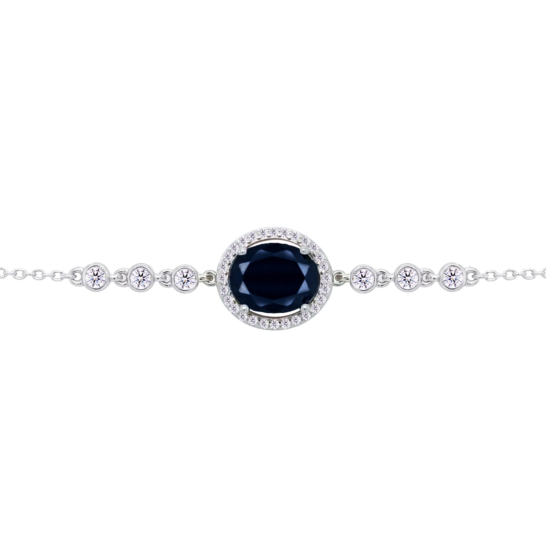 Asfour Crysta lChain Bracelet With Black Oval Design In 925 Sterling Silver-BD0222-P
