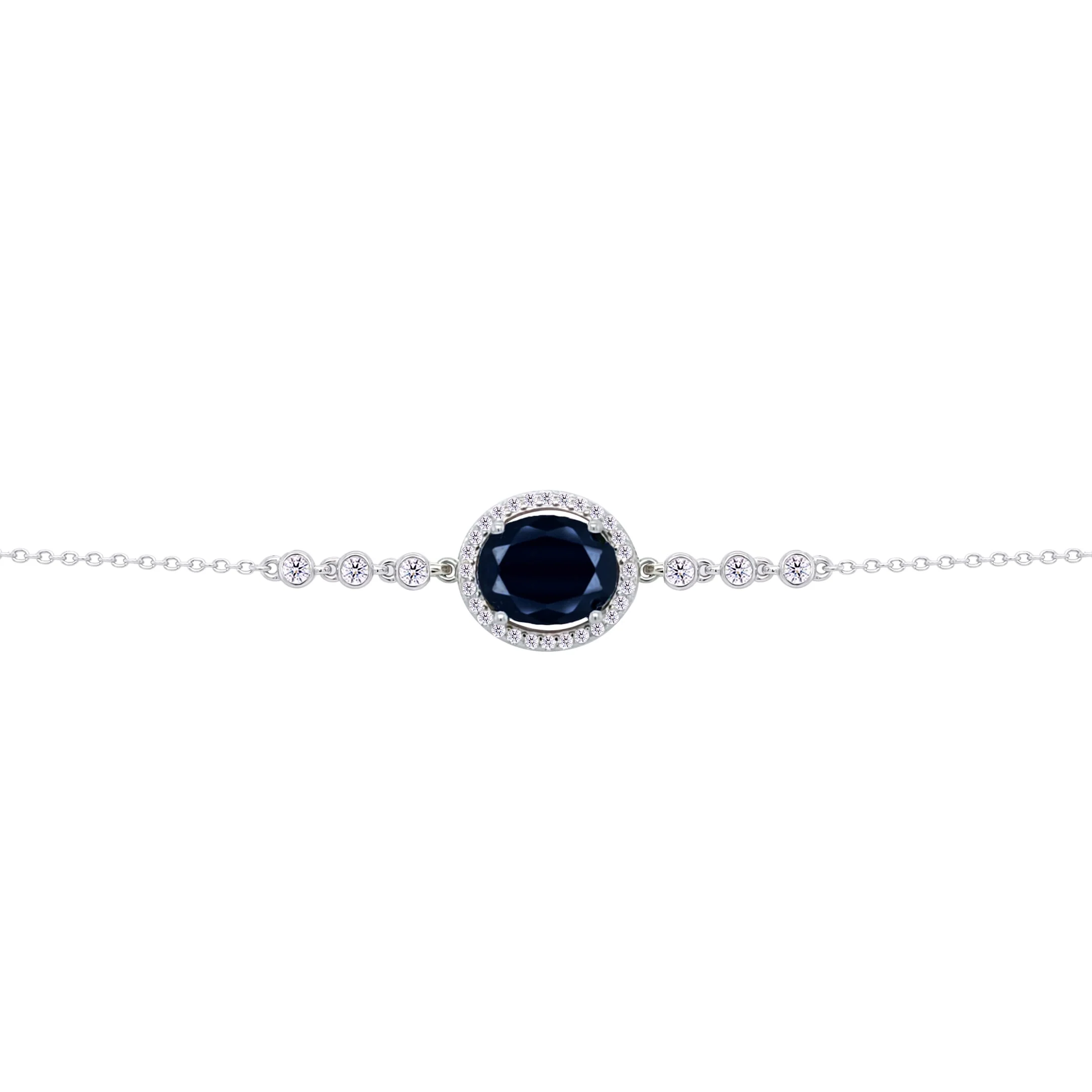 Asfour Crysta lChain Bracelet With Black Oval Design In 925 Sterling Silver-BD0222-P - Image 2