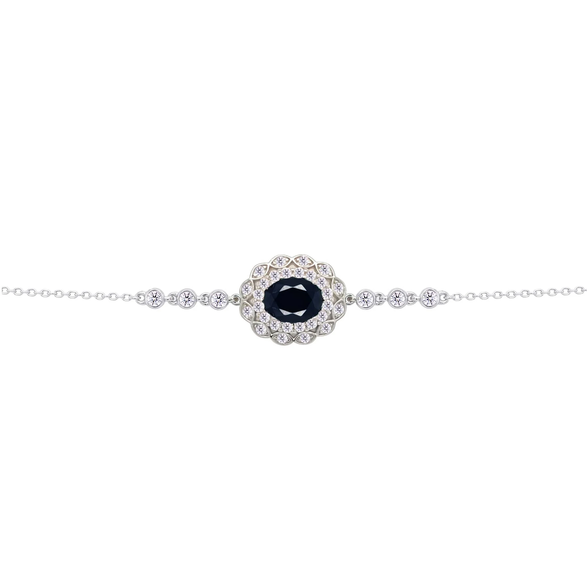 Asfour Crysta lChain Bracelet With Black Oval Design In 925 Sterling Silver-BD0223-WP - Image 2