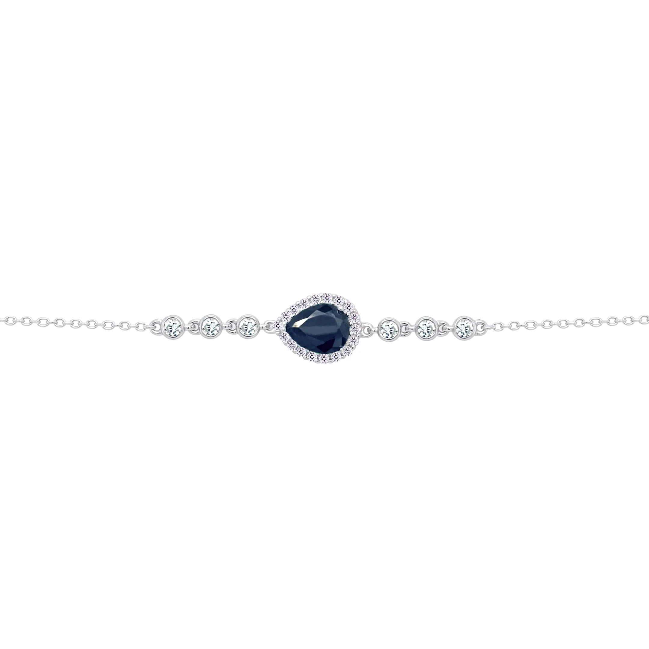 Asfour Crysta lChain Bracelet With Black Pear Design In 925 Sterling Silver-BD0199-P - Image 2