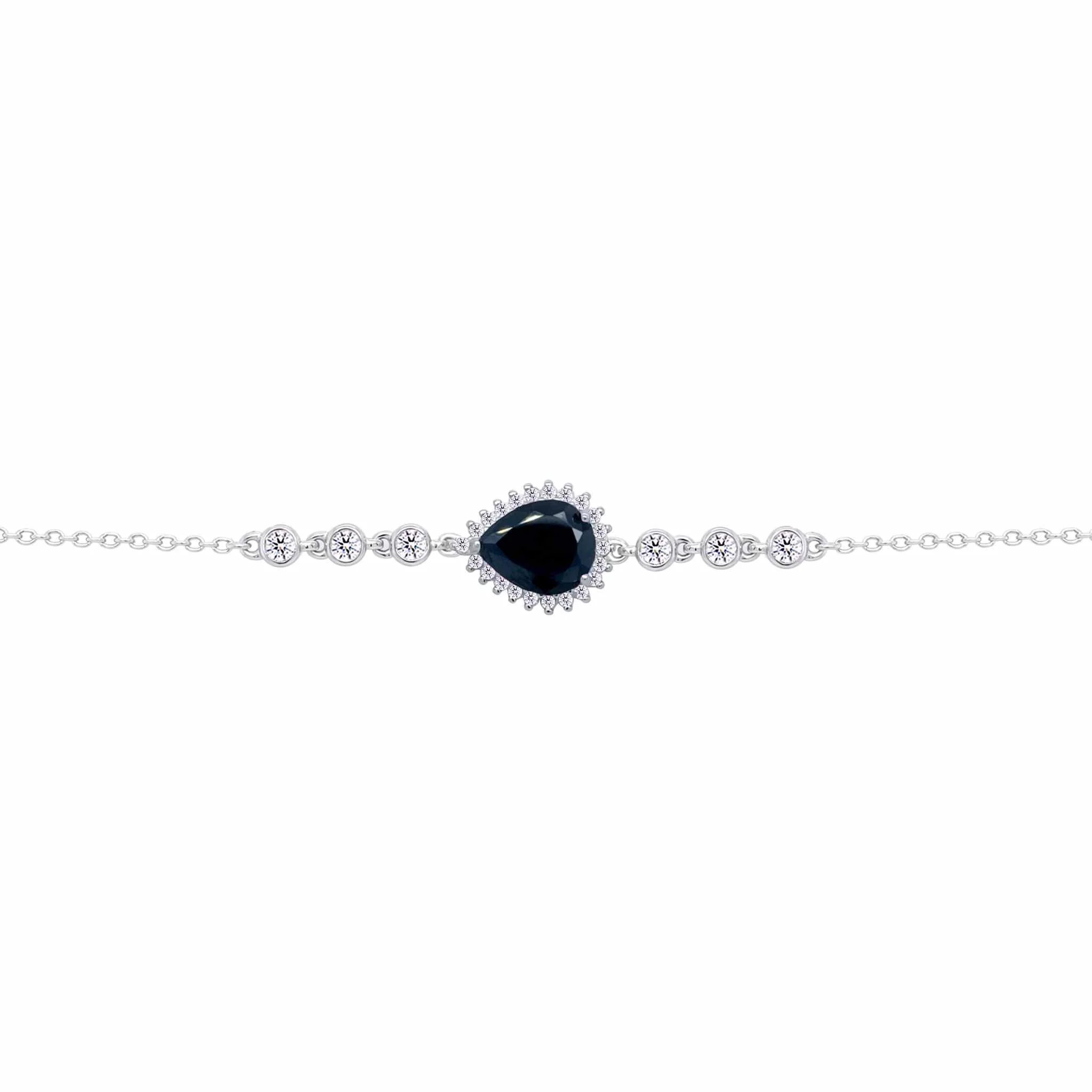 Asfour Crysta lChain Bracelet With Black Pear Design In 925 Sterling Silver-BD0200-P - Image 2