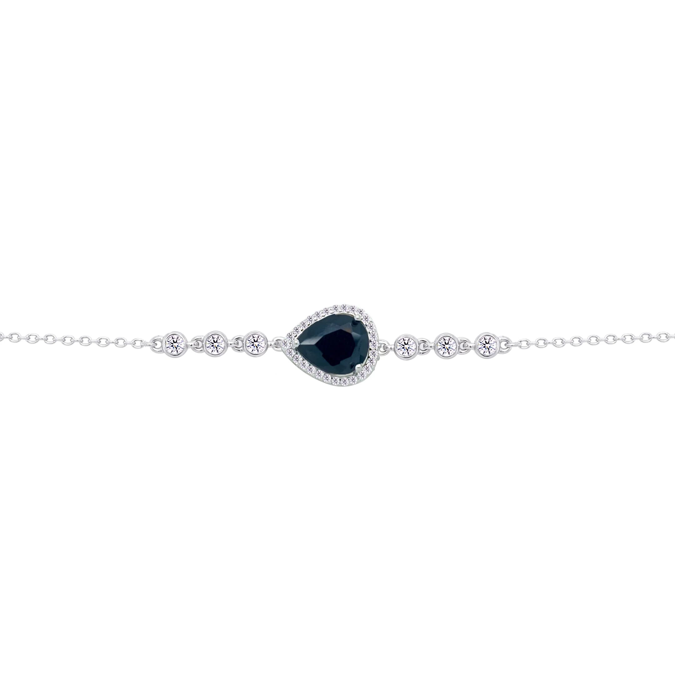 Asfour Crysta lChain Bracelet With Black Pear Design In 925 Sterling Silver-BD0202-P - Image 2