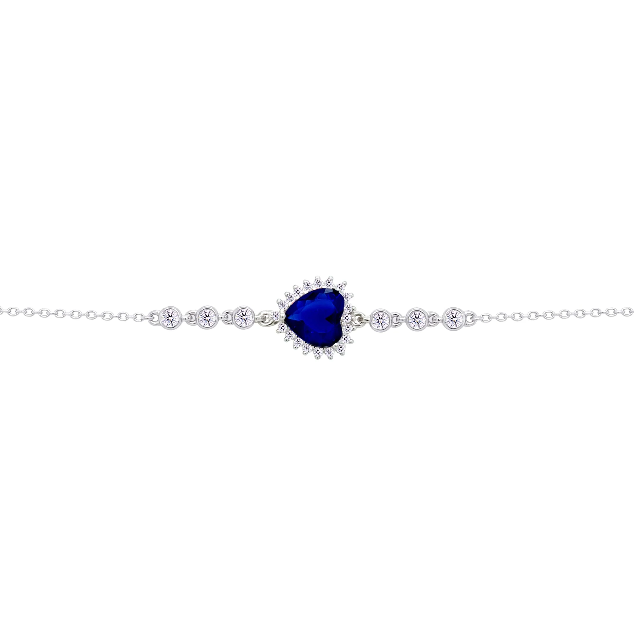 Asfour Crysta lChain Bracelet With Blue Heart Design In 925 Sterling Silver-BD0192-B - Image 2
