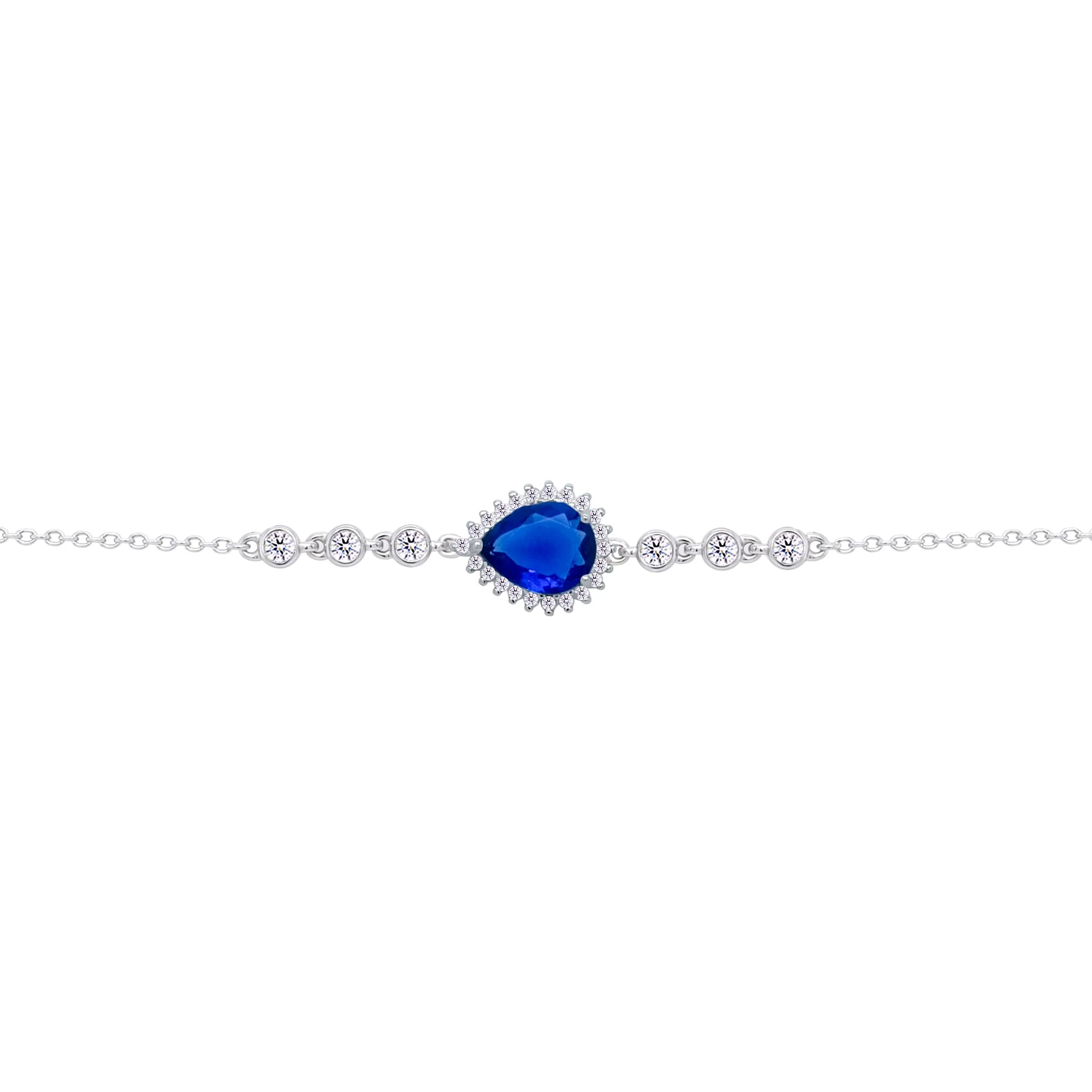 Asfour Crysta lChain Bracelet With Blue Pear Design In 925 Sterling Silver-BD0200-B - Image 2