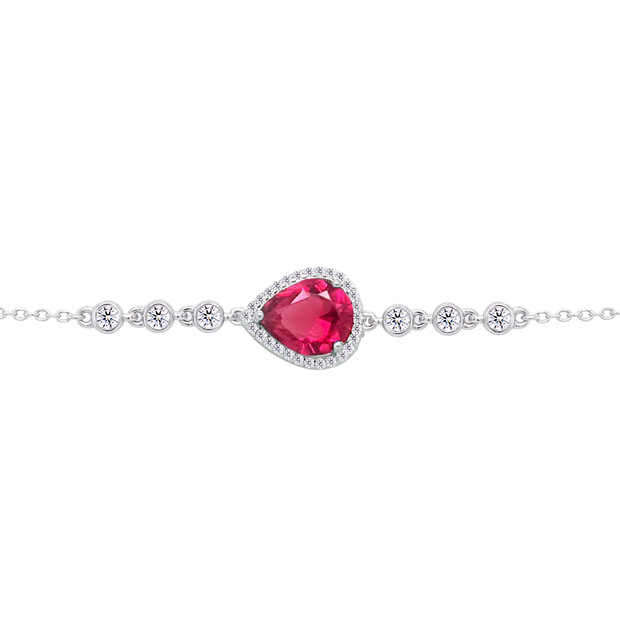 Asfour Crysta lChain Bracelet With Dark Rose Pear Design In 925 Sterling Silver-BD0202-O5