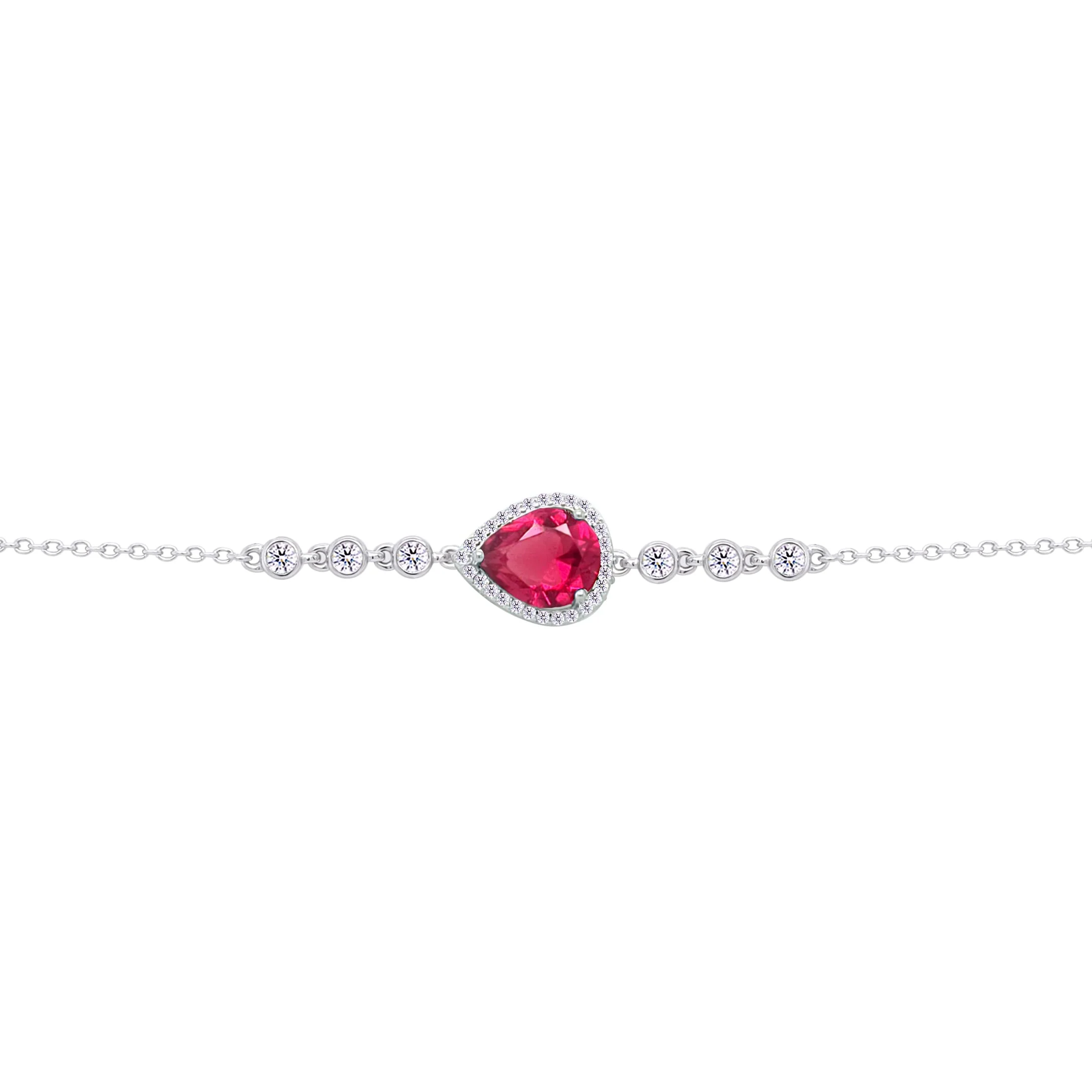 Asfour Crysta lChain Bracelet With Dark Rose Pear Design In 925 Sterling Silver-BD0202-O5 - Image 2
