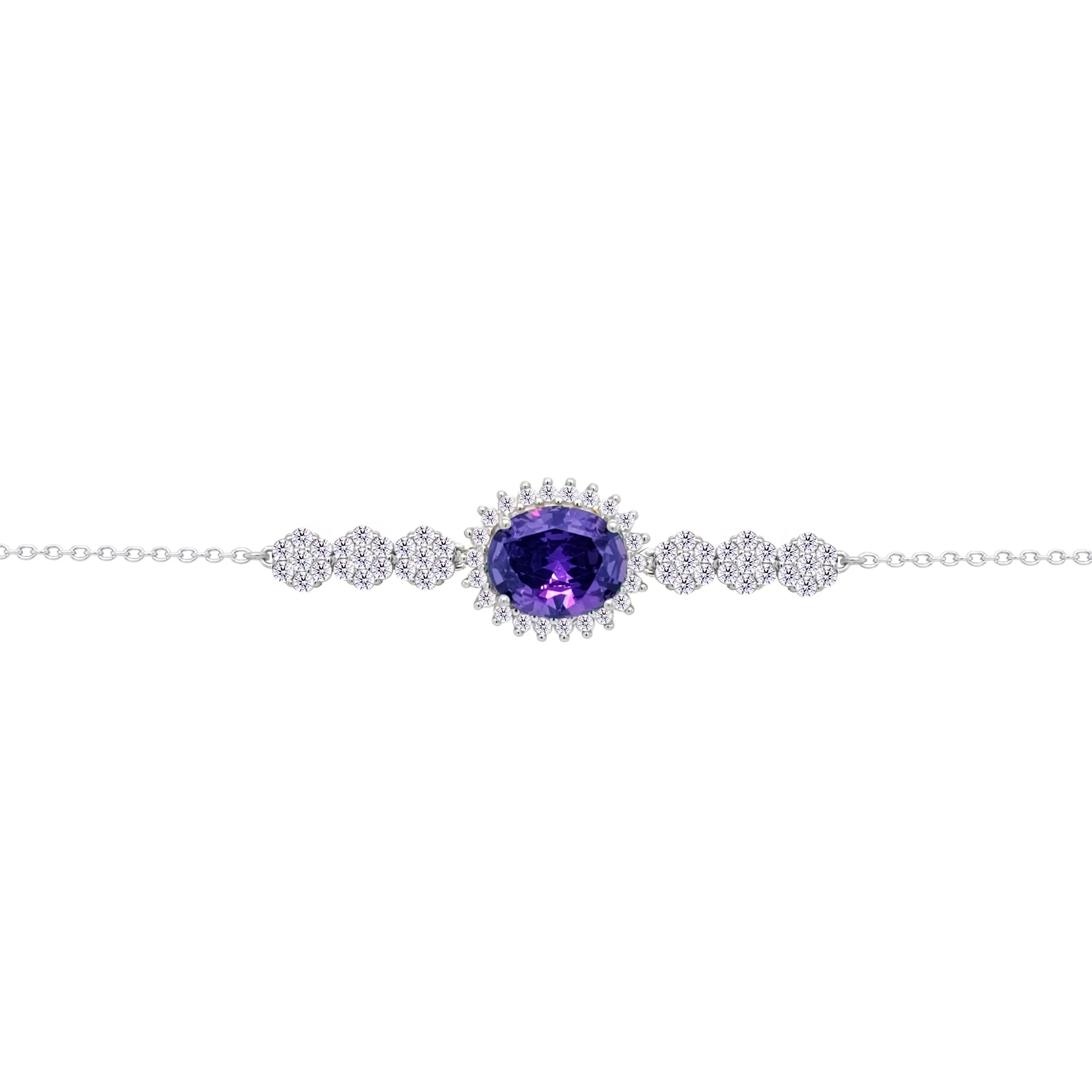 Asfour Crysta lChain Bracelet With Dark Tenzanite Oval Design In 925 Sterling Silver-BD0219-WN5 - Image 2