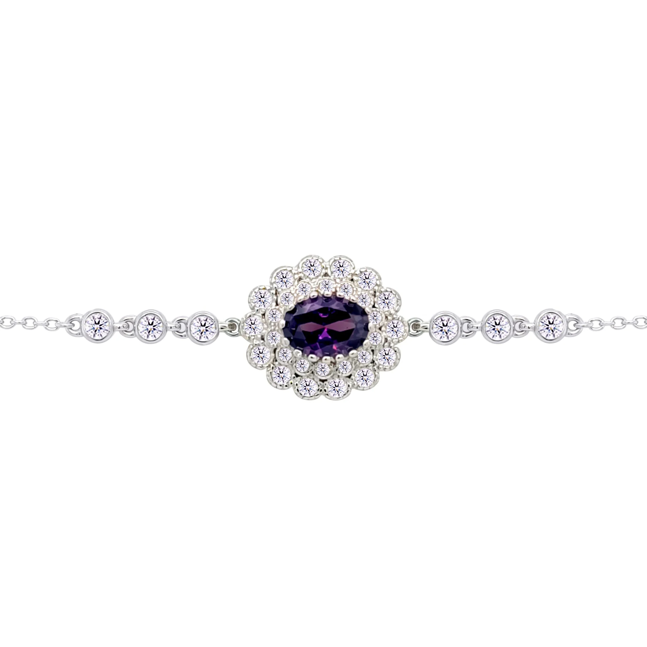 Asfour Crysta lChain Bracelet With Dark Tenzanite Oval Design In 925 Sterling Silver-BD0220-WN5