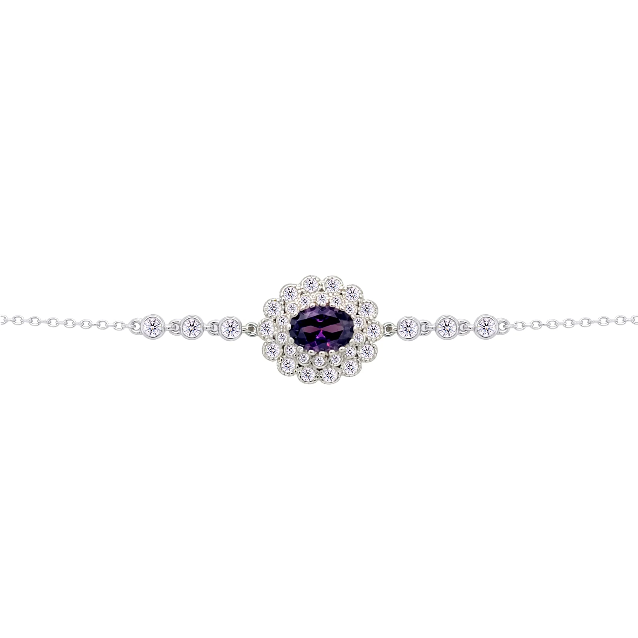 Asfour Crysta lChain Bracelet With Dark Tenzanite Oval Design In 925 Sterling Silver-BD0220-WN5 - Image 2