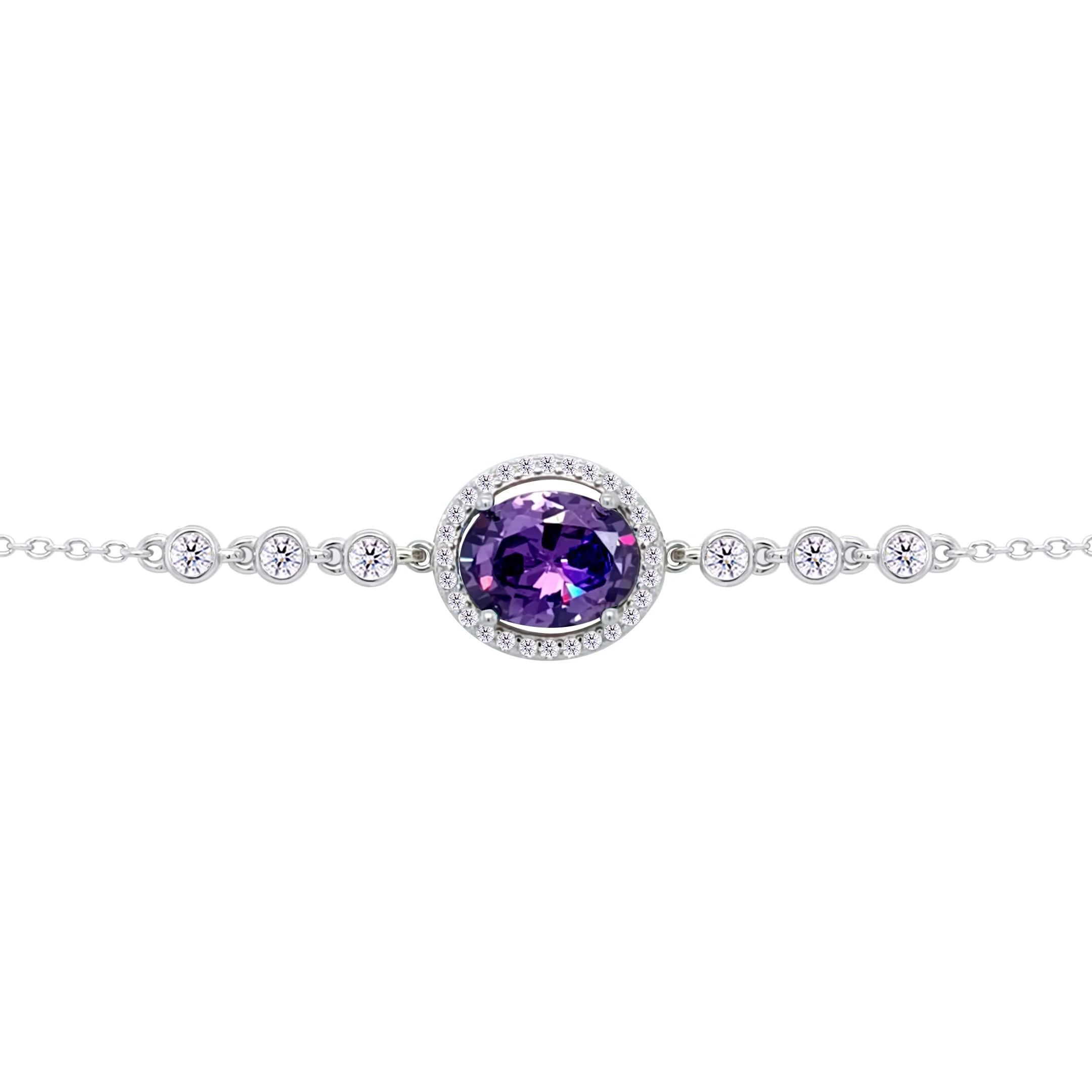 Asfour Crysta lChain Bracelet With Dark Tenzanite Oval Design In 925 Sterling Silver-BD0222-N5