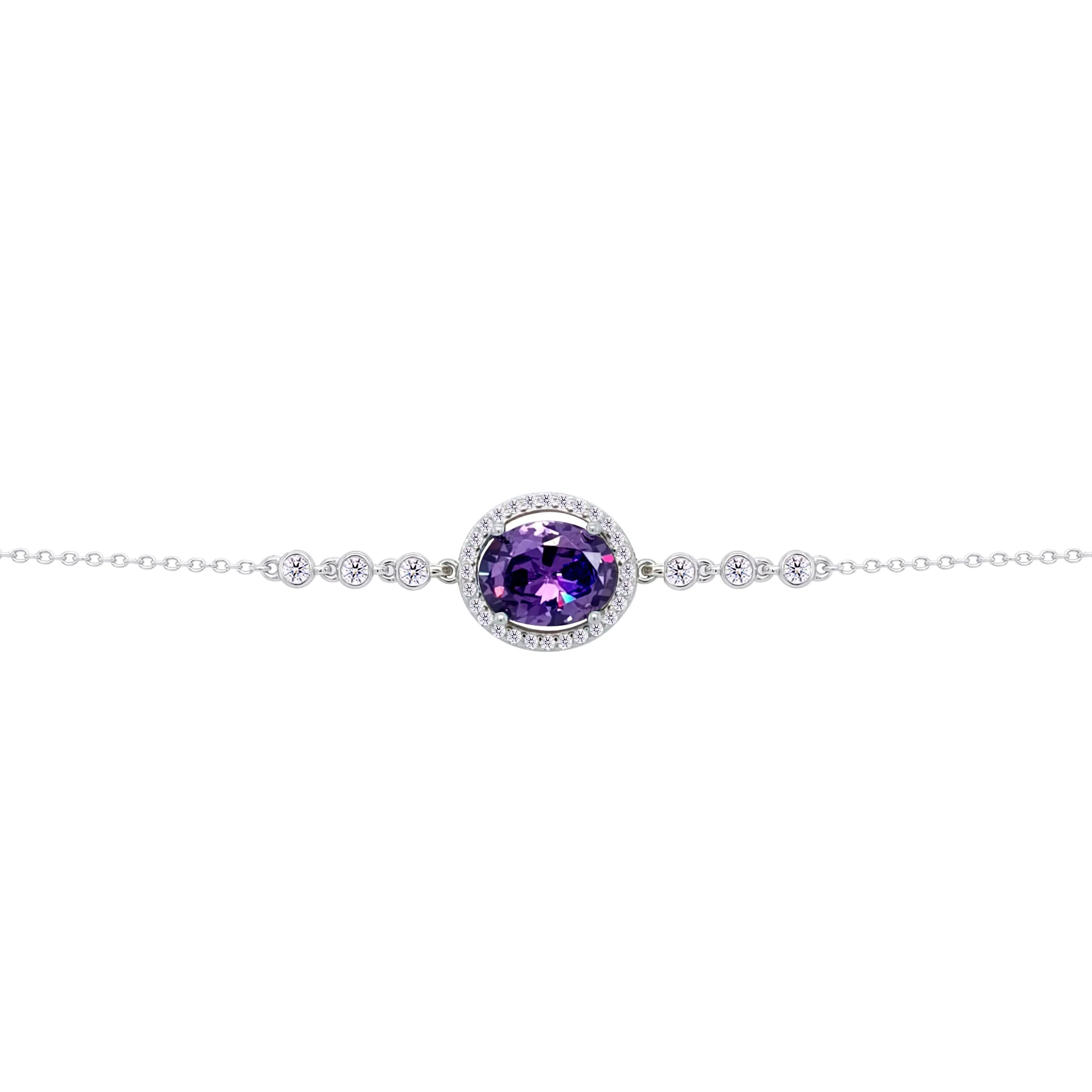 Asfour Crysta lChain Bracelet With Dark Tenzanite Oval Design In 925 Sterling Silver-BD0222-N5 - Image 2