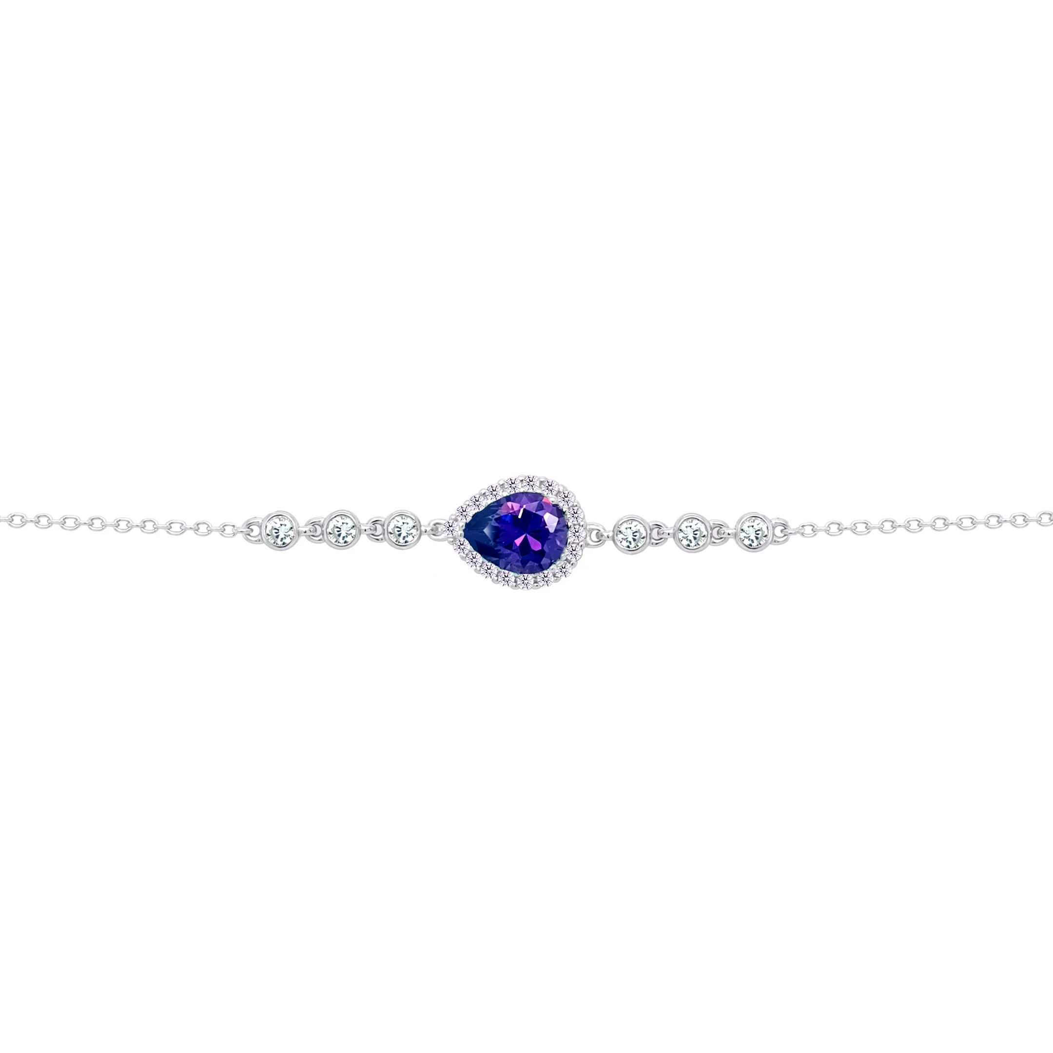 Asfour Crysta lChain Bracelet With Dark Tenzanite Pear Design In 925 Sterling Silver-BD0199-N5 - Image 2