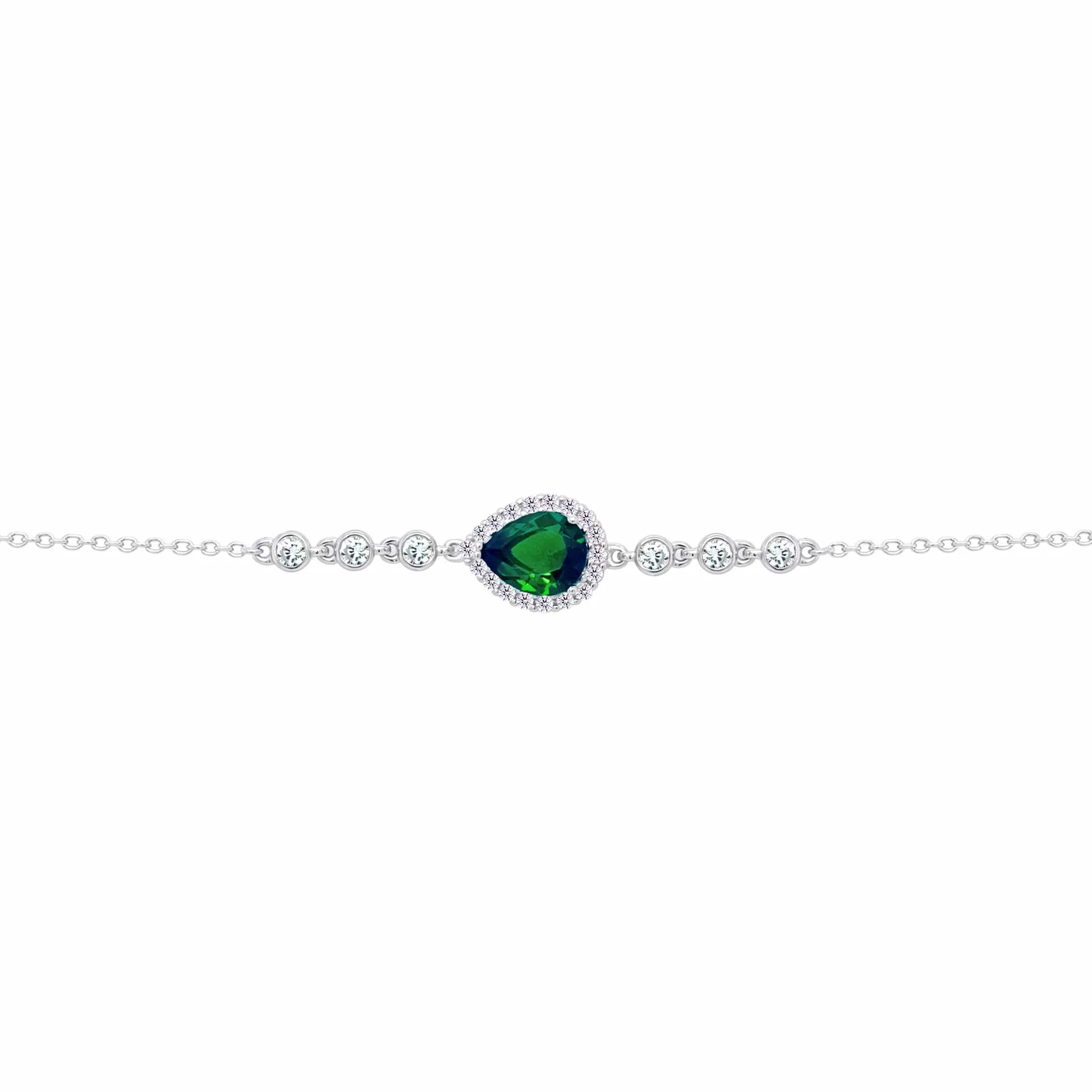 Asfour Crysta lChain Bracelet With Emerald Pear Design In 925 Sterling Silver-BD0199-G - Image 2