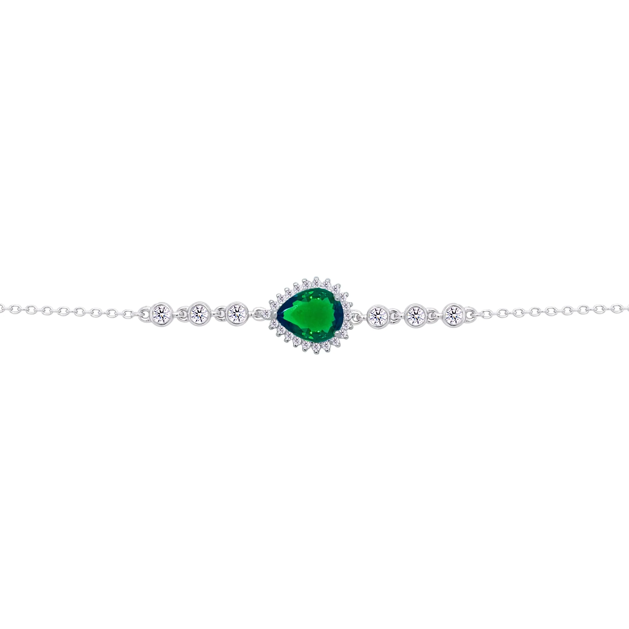 Asfour Crysta lChain Bracelet With Emerald Pear Design In 925 Sterling Silver-BD0200-G - Image 2