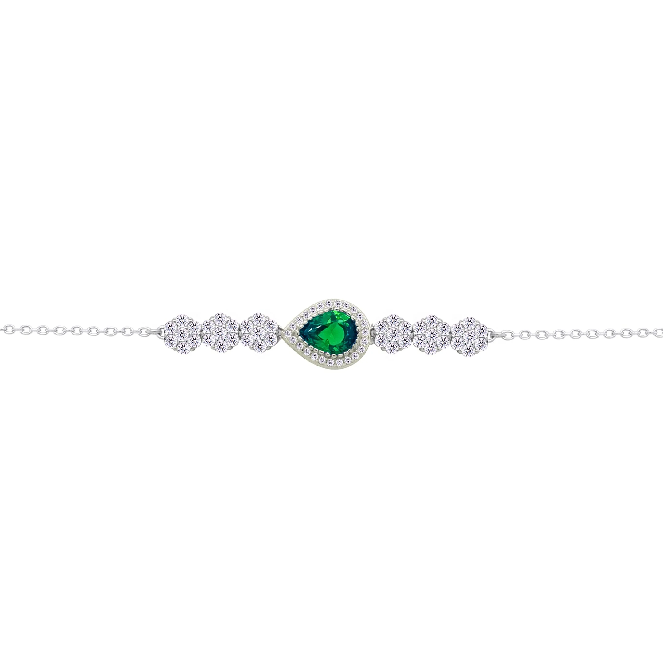 Asfour Crysta lChain Bracelet With Emerald Pear Design In 925 Sterling Silver-BD0201-WG - Image 2