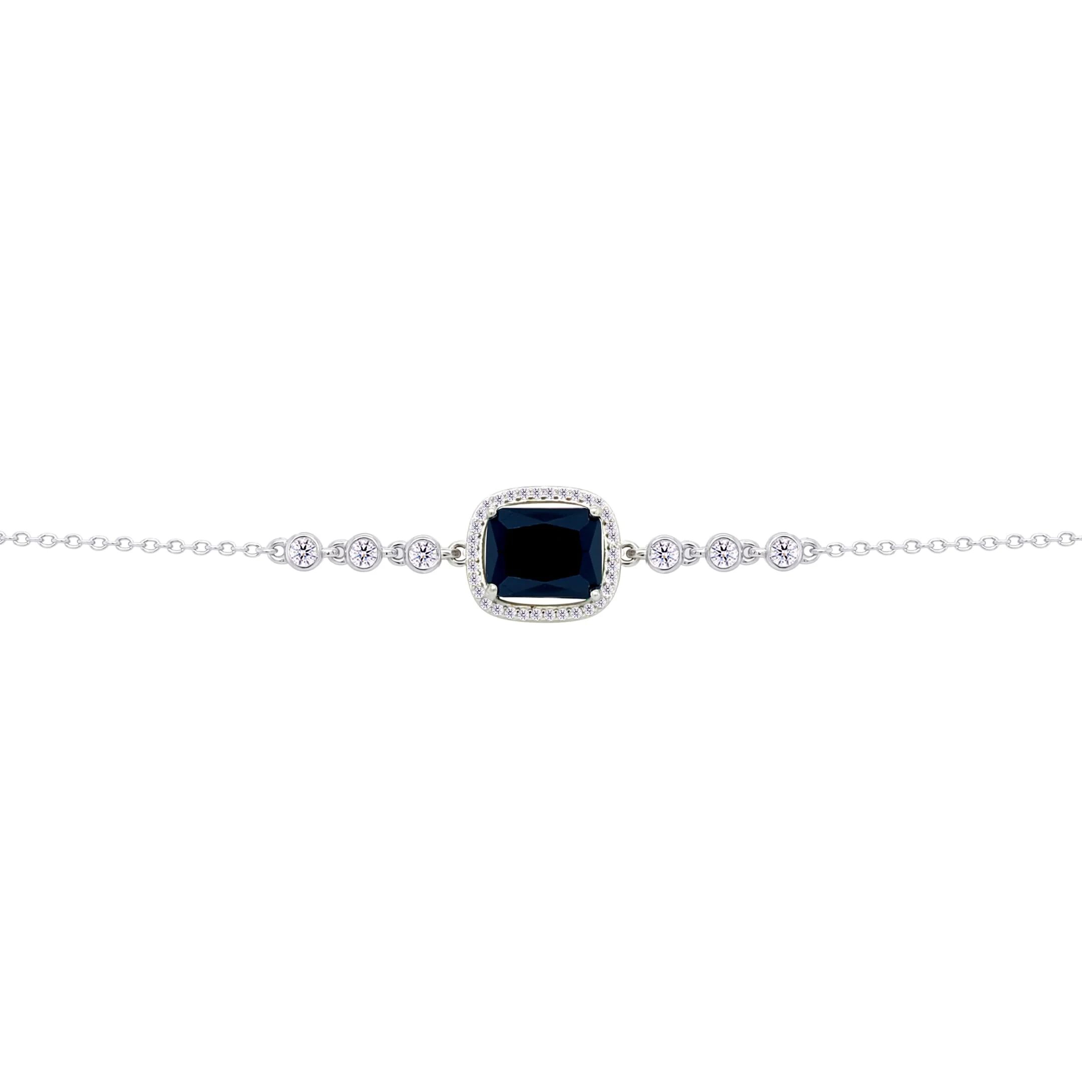 Asfour Crysta lChain Bracelet with Halo Black Emerald Design In 925 Sterling Silver-BD0232-P - Image 2