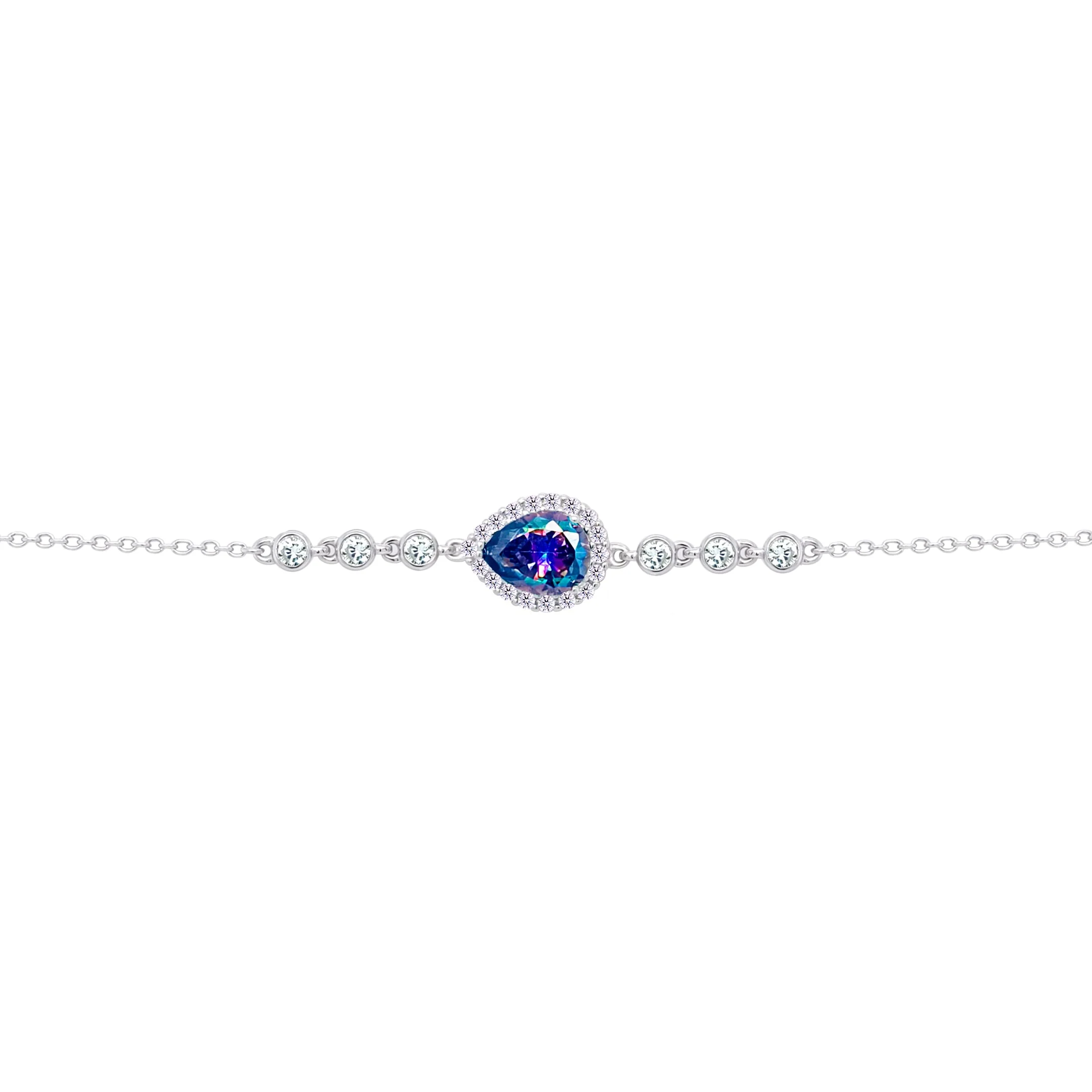 Asfour Crysta lChain Bracelet With Multi Color Pear Design In 925 Sterling Silver-BD0199-AP - Image 2