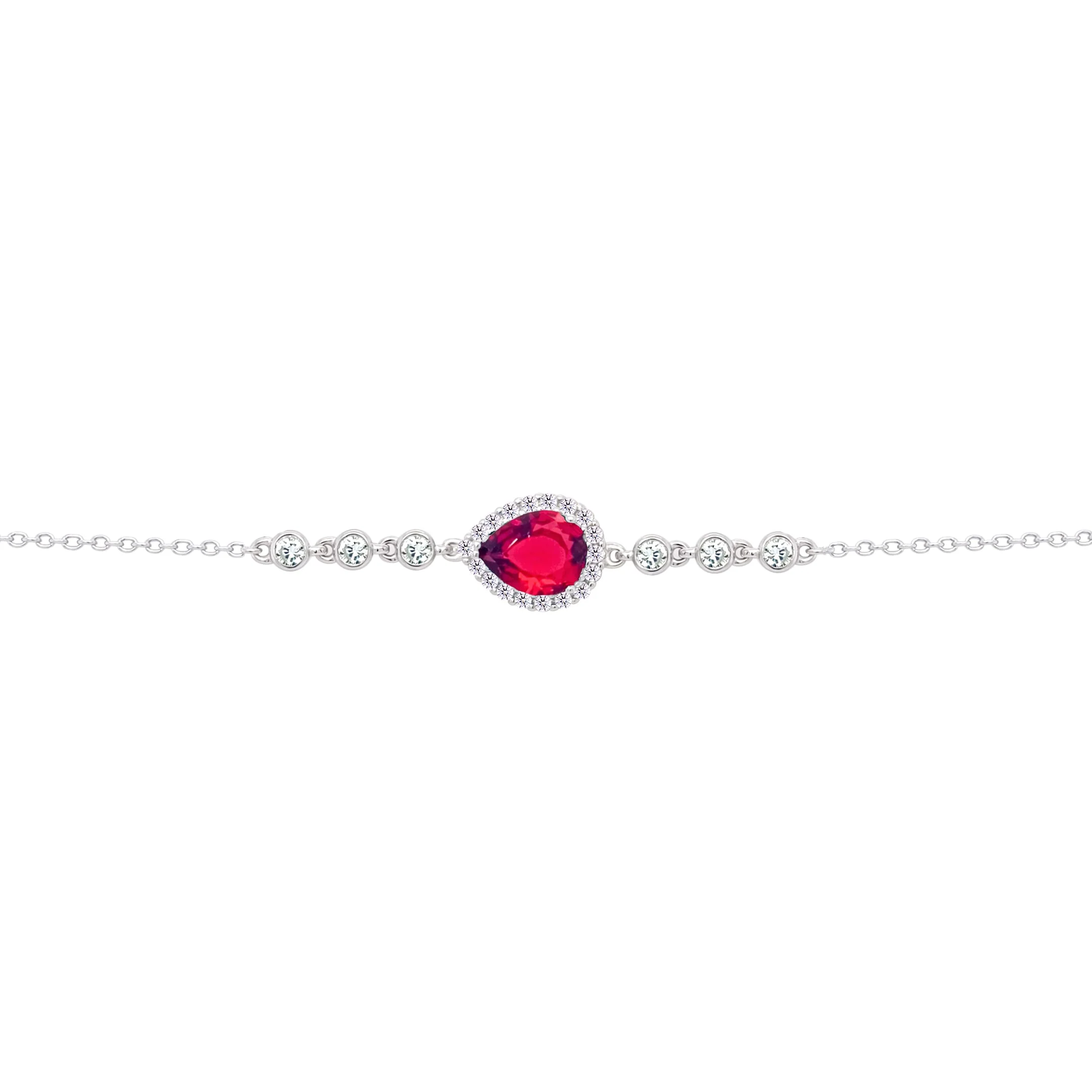 Asfour Crysta lChain Bracelet With Ruby Pear Design In 925 Sterling Silver-BD0199-R - Image 2