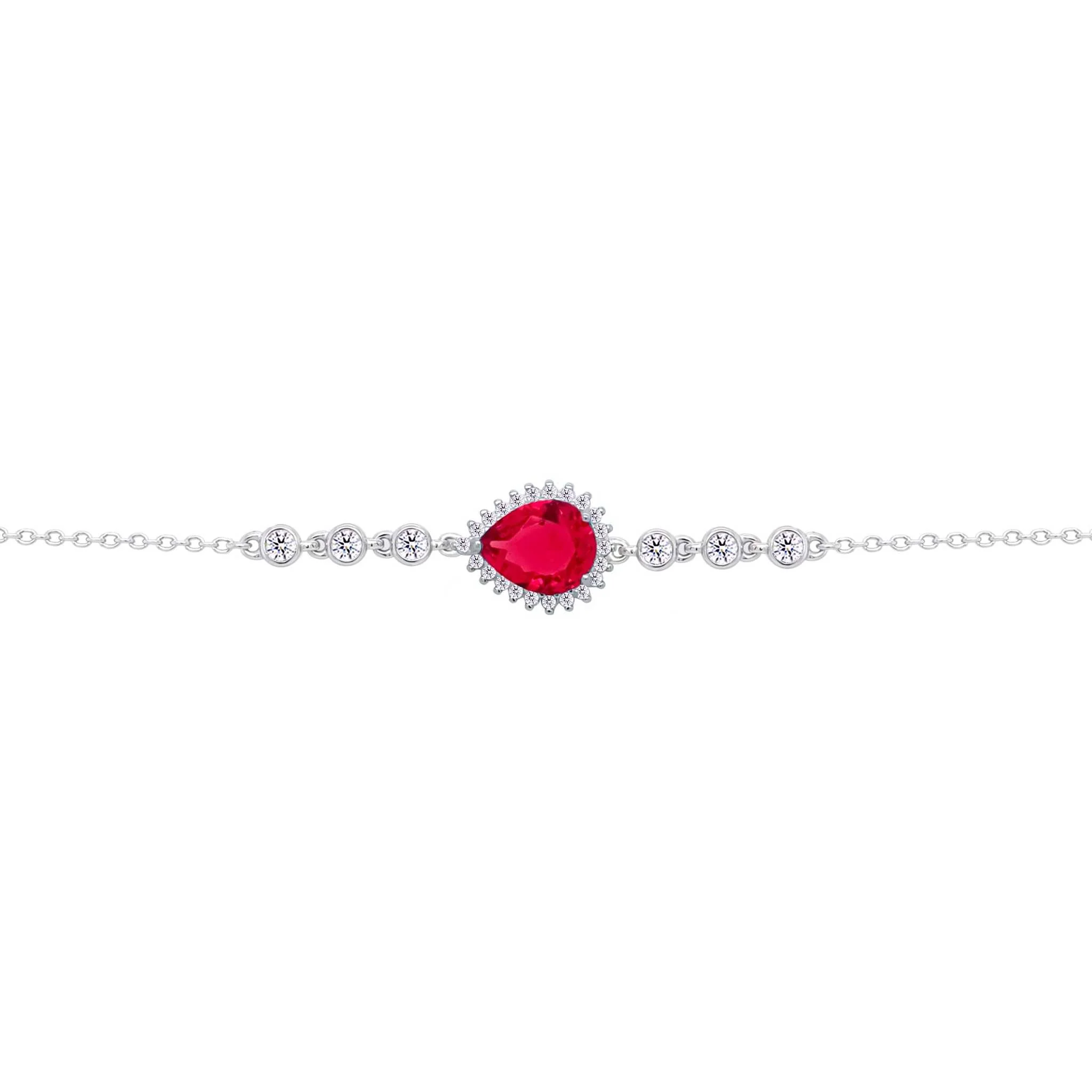 Asfour Crysta lChain Bracelet With Ruby Pear Design In 925 Sterling Silver-BD0200-R - Image 2