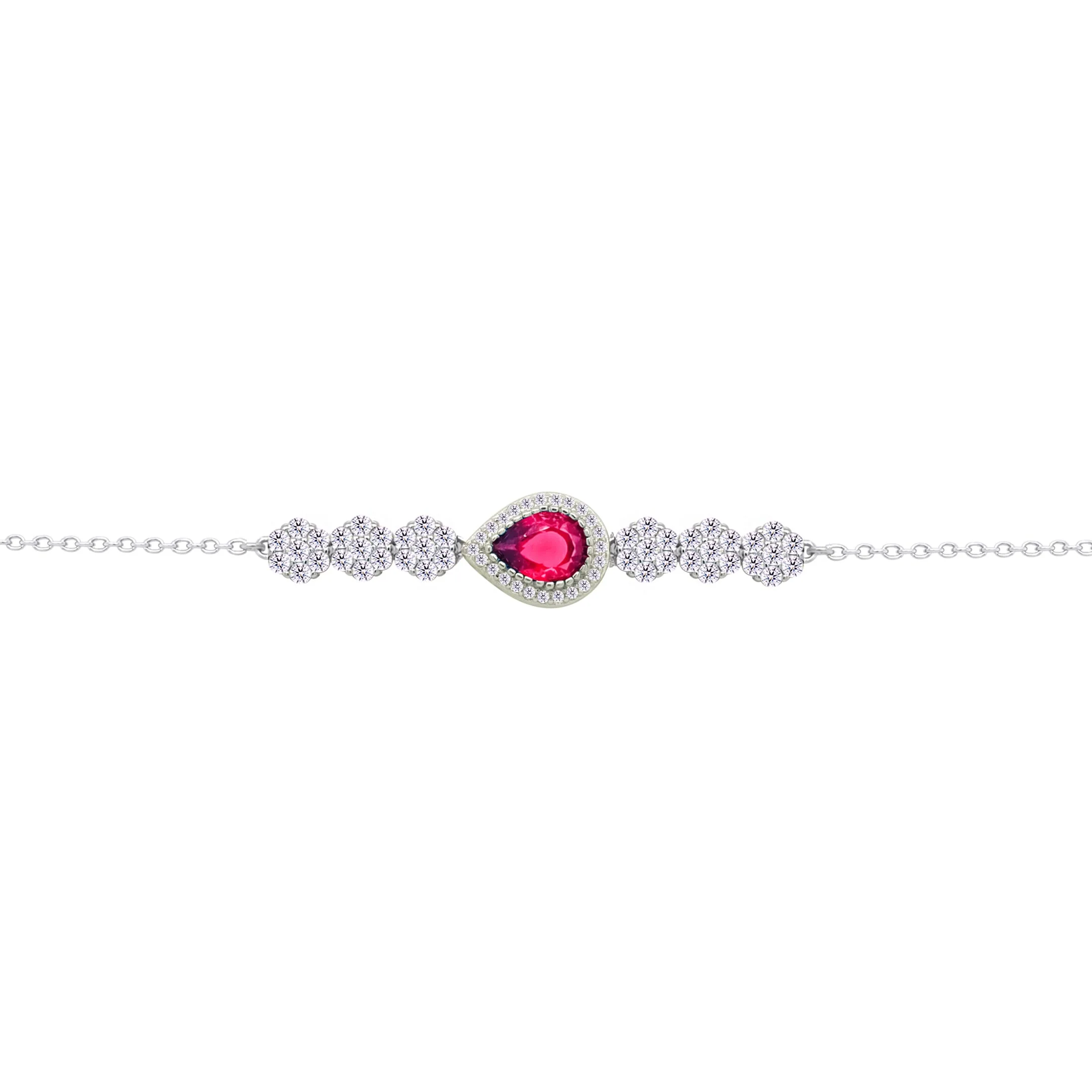 Asfour Crysta lChain Bracelet With Ruby Pear Design In 925 Sterling Silver-BD0201-WR - Image 2