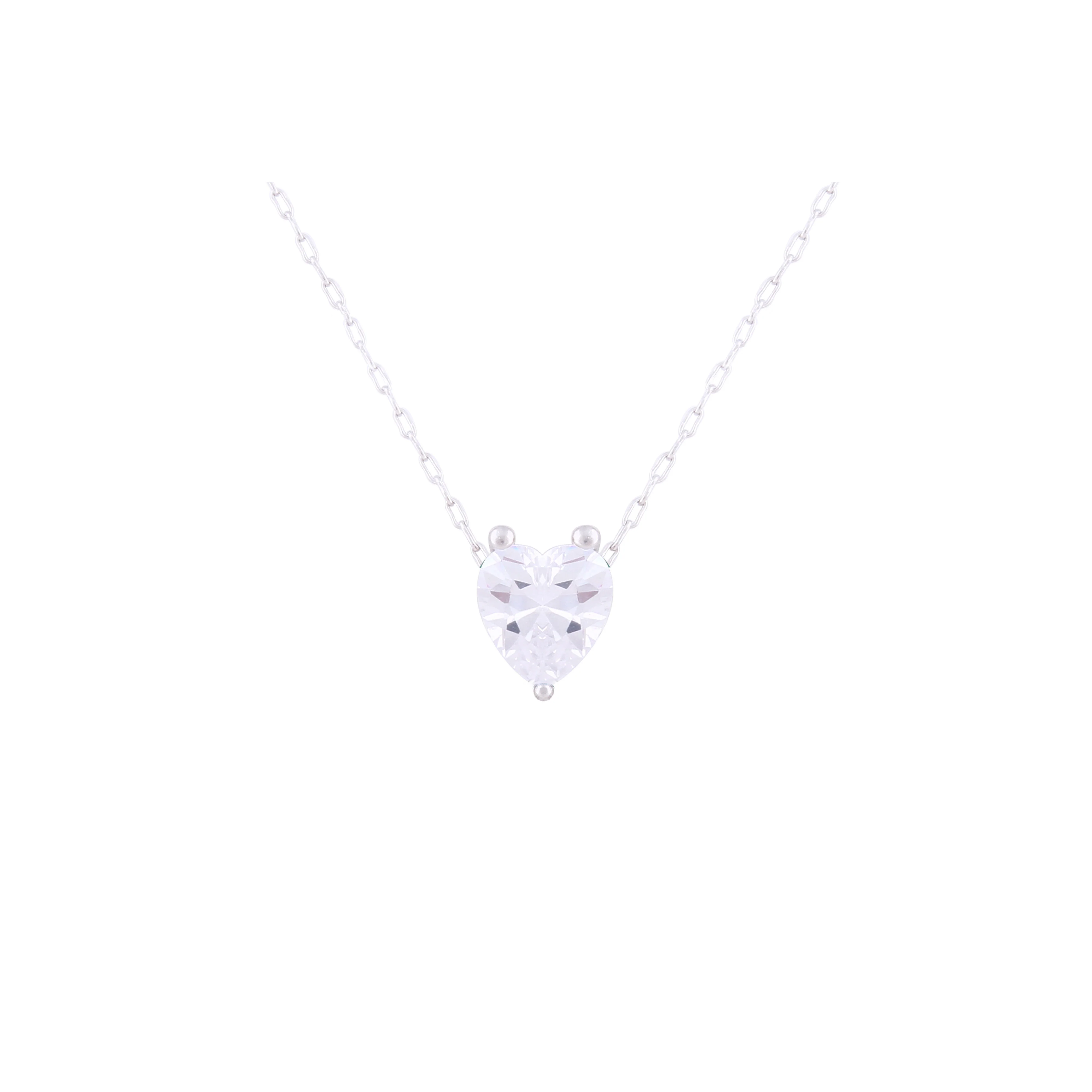 Asfour Crystal 925 Sterling Silver Chain Necklace With Clear Pendant - Image 2