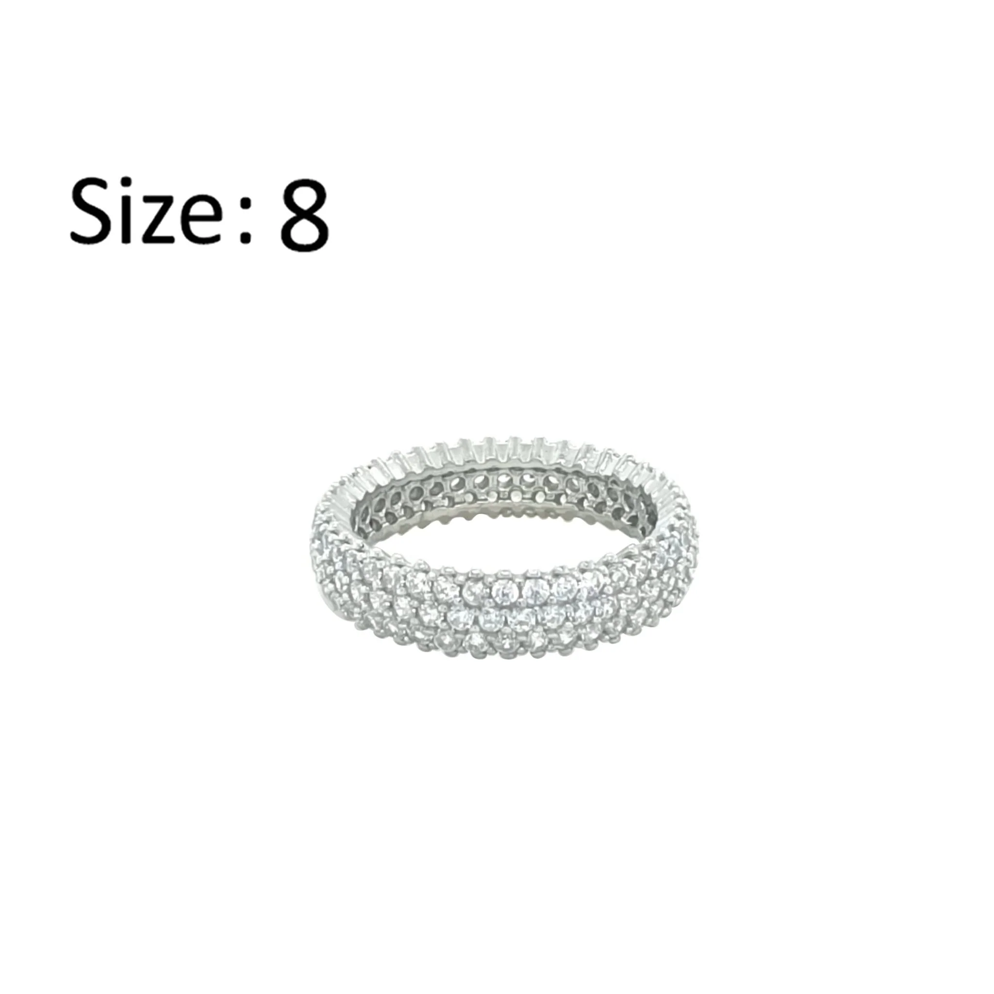 Asfour Crystal Band Ring With 3 Line Zircon Stone In 925 Sterling Silver-RD0189-8